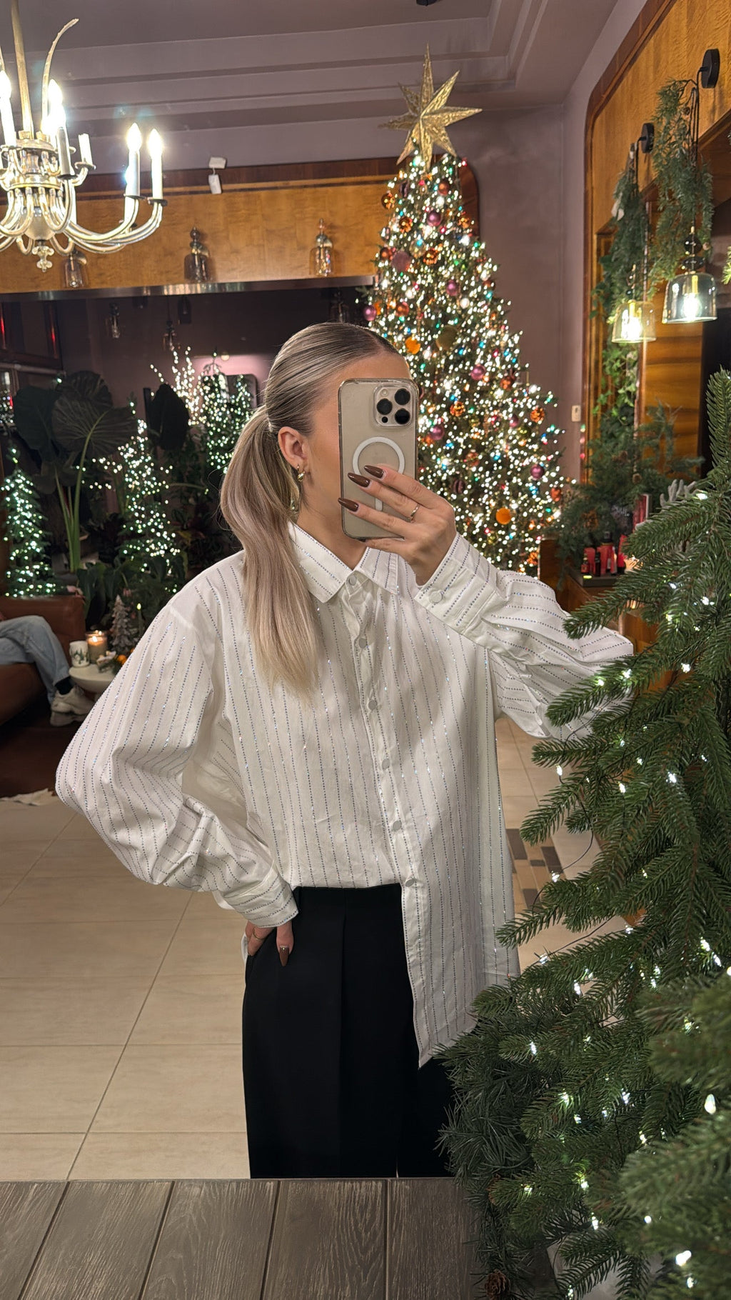 Koszula z cyrkoniami biała 100% bawełna - Veretti Boutique