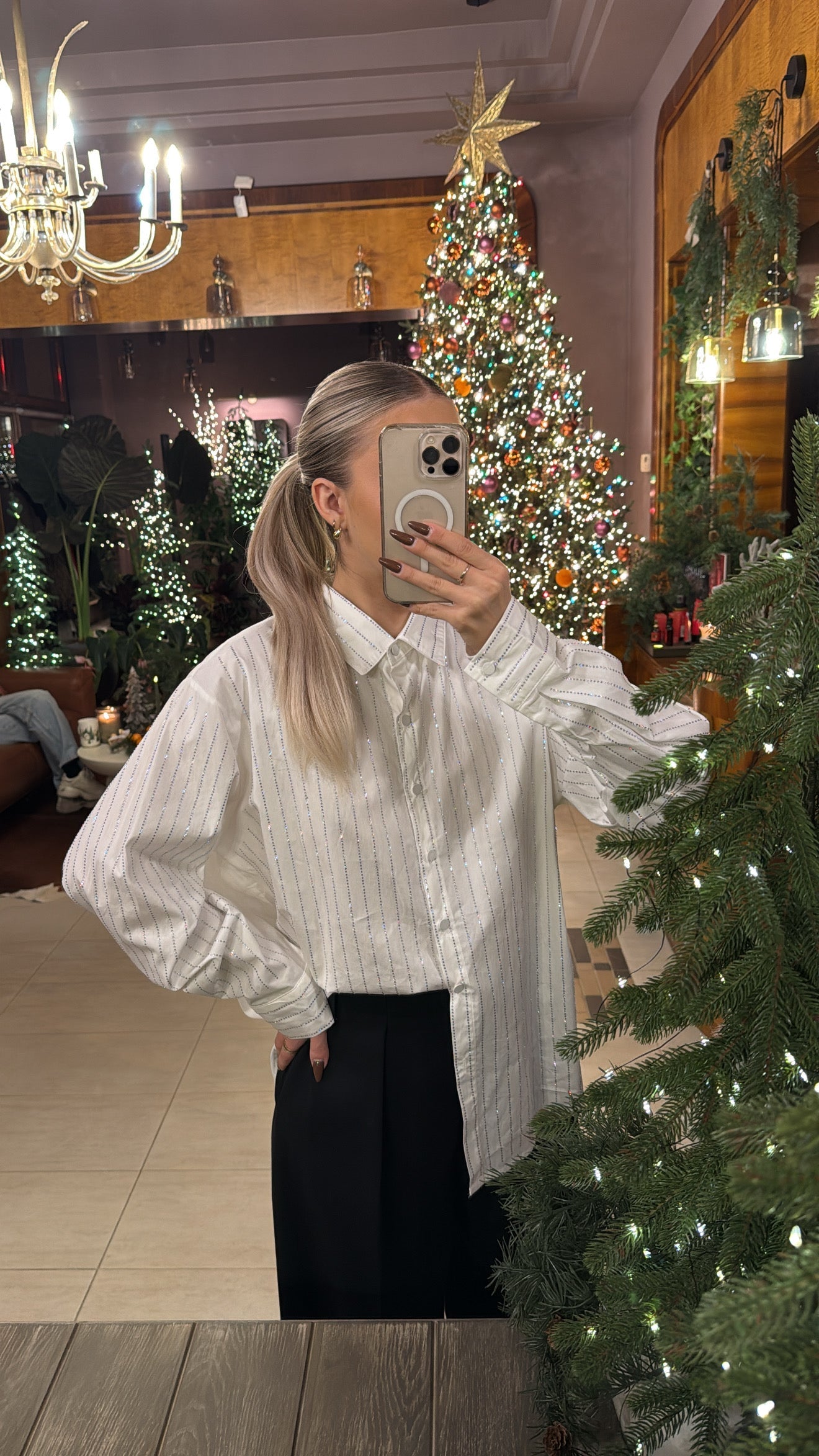 Koszula z cyrkoniami biała 100% bawełna - Veretti Boutique