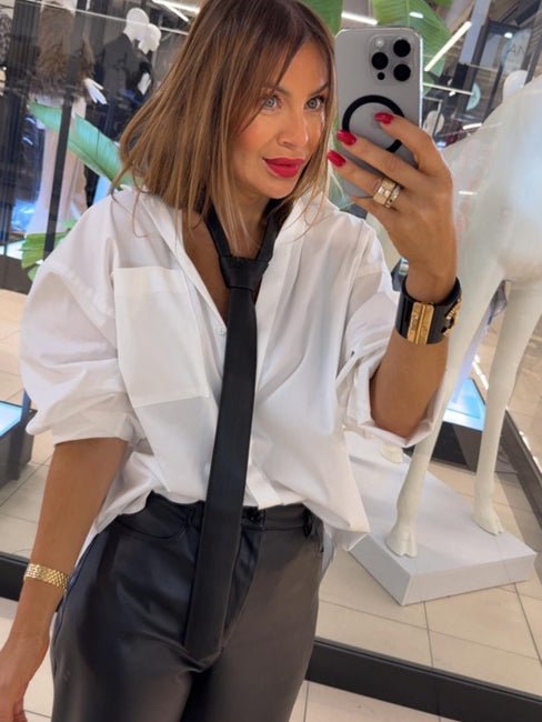 Krawat eko skóra EMO - Veretti Boutique