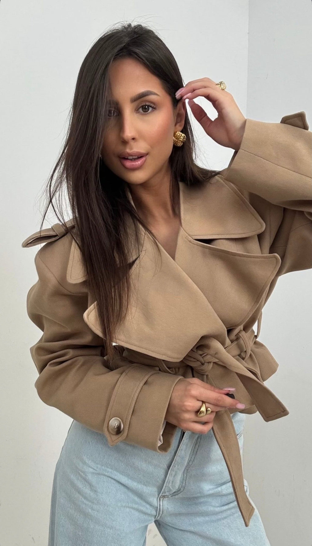Krótki trencz Carmel 100% bawełna EMO - Veretti Boutique