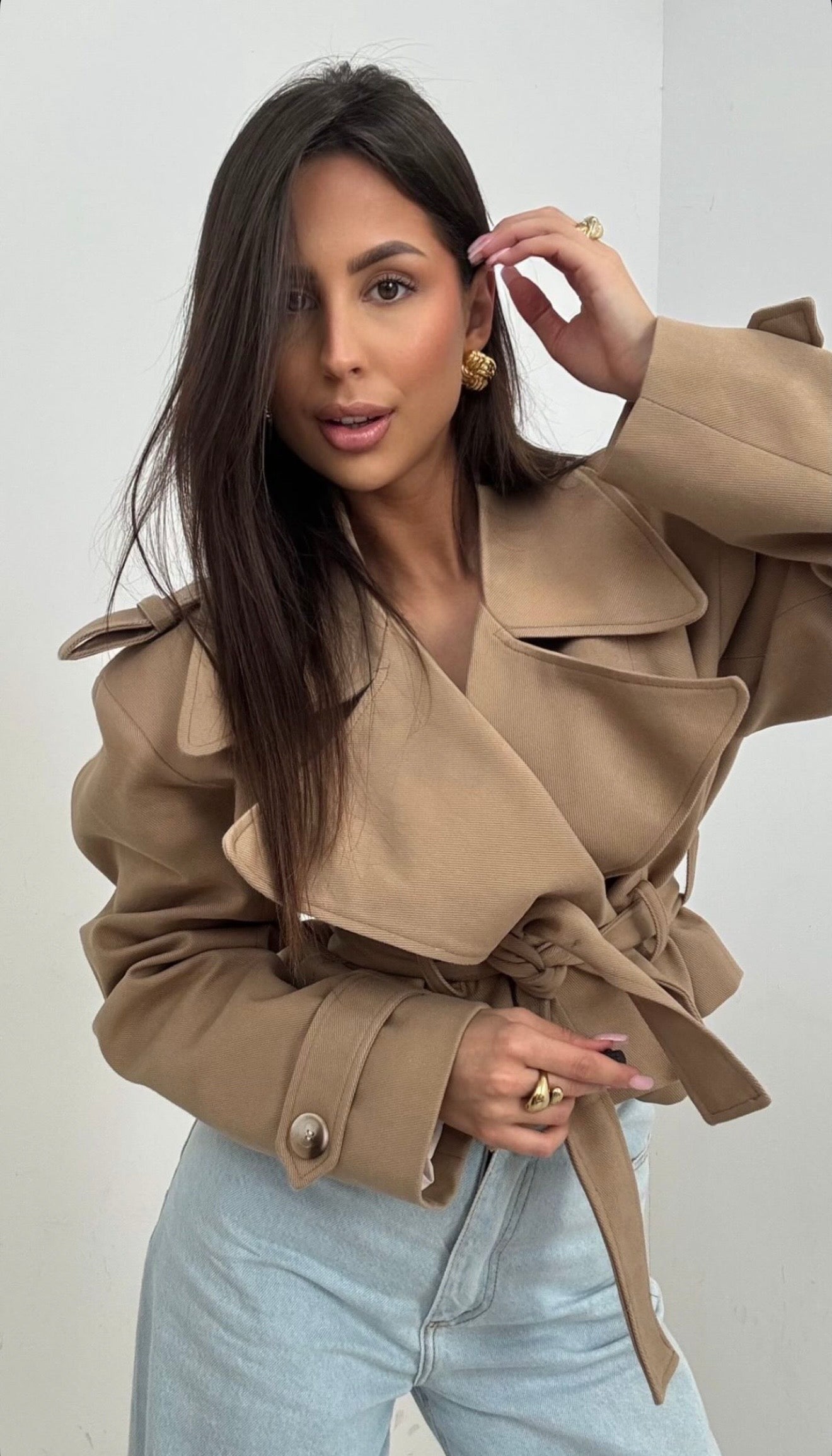 Krótki trencz Carmel 100% bawełna EMO - Veretti Boutique