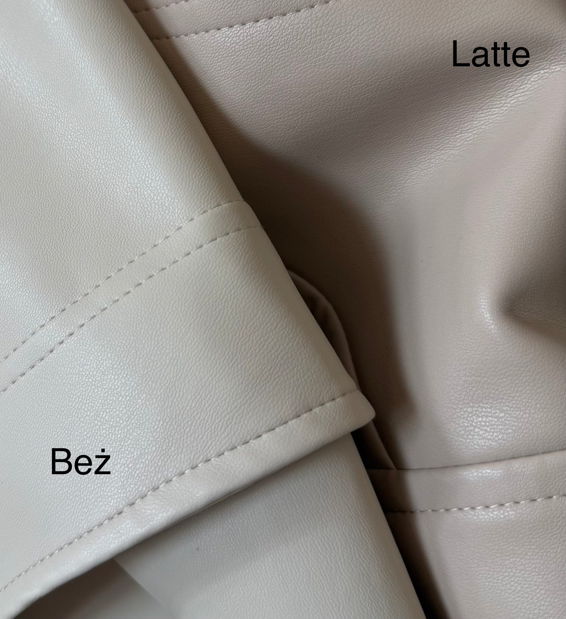 Kurtka eko skóra beżowa/latte EMO - Veretti Boutique