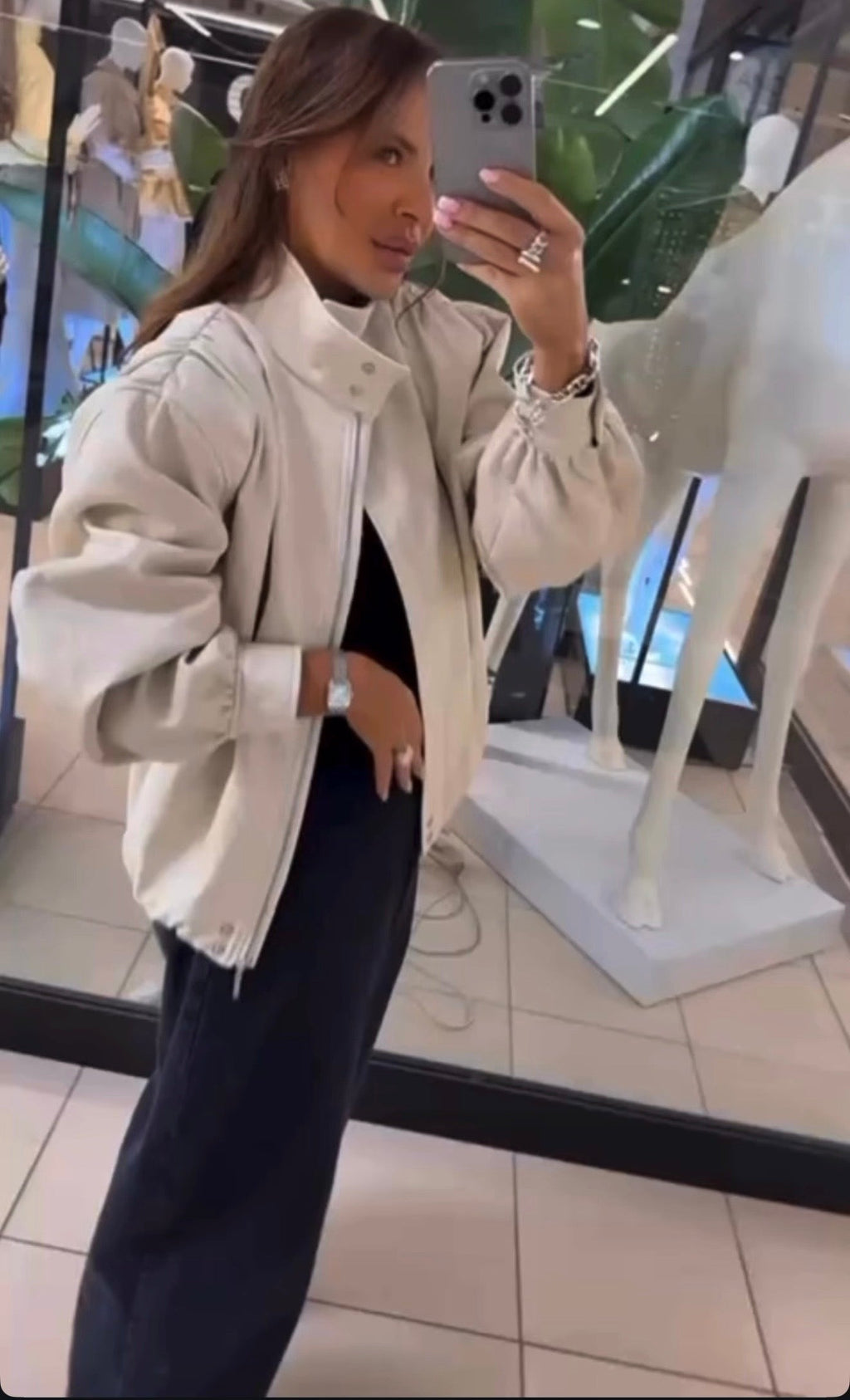 Kurtka skajka śmietankowa EMO - Veretti Boutique