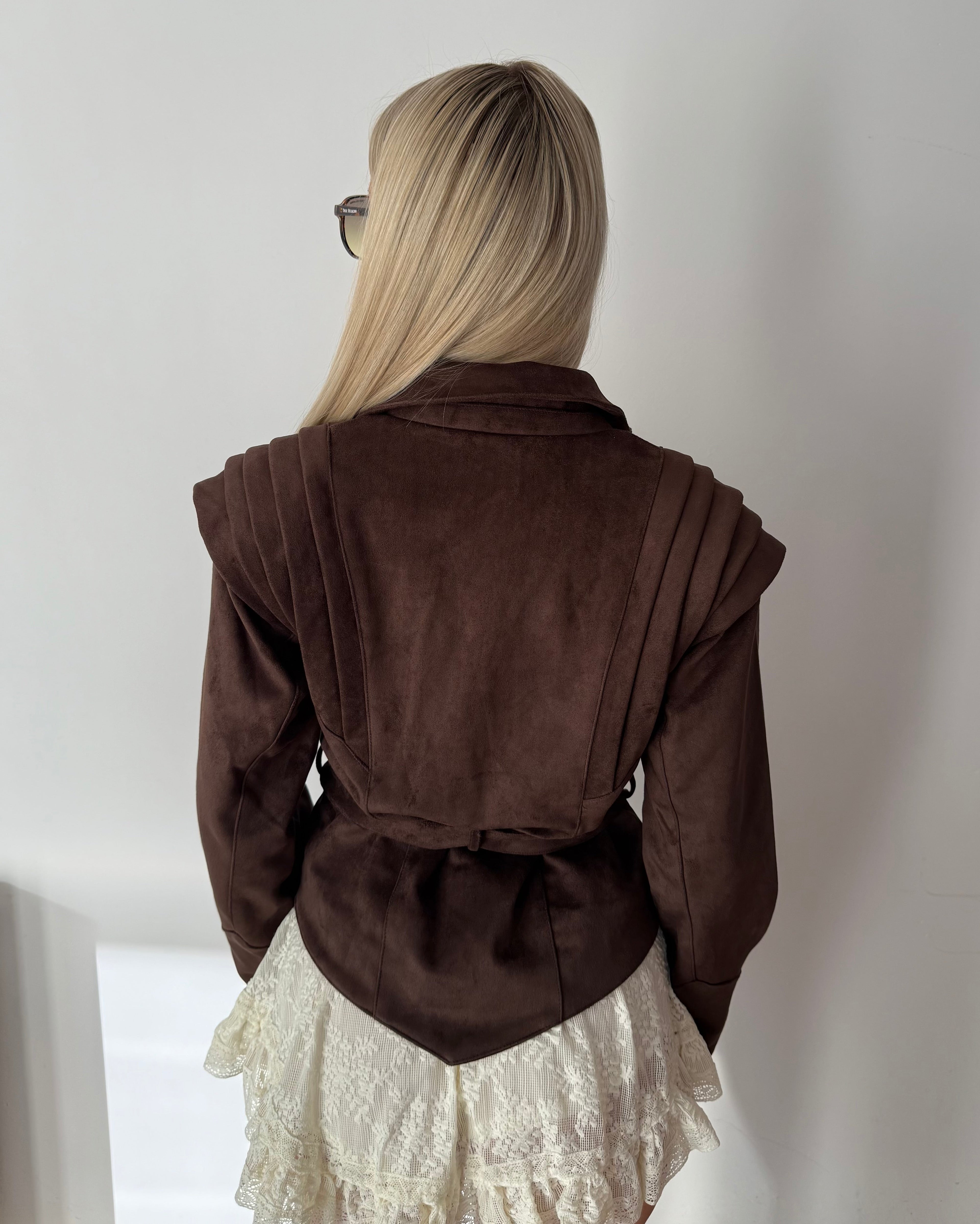 Kurtka wiązana eko zamsz - Veretti Boutique