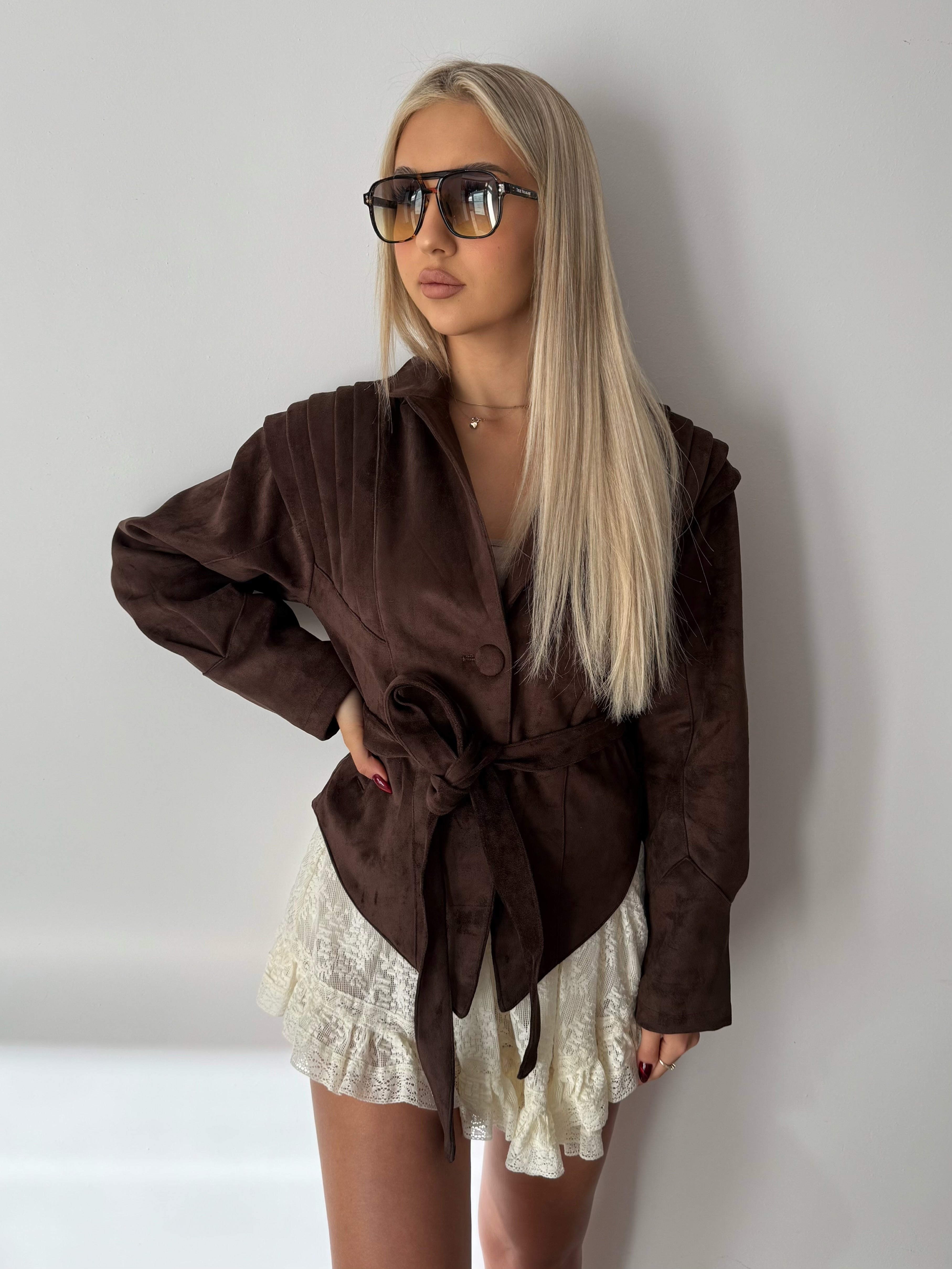 Kurtka wiązana eko zamsz - Veretti Boutique