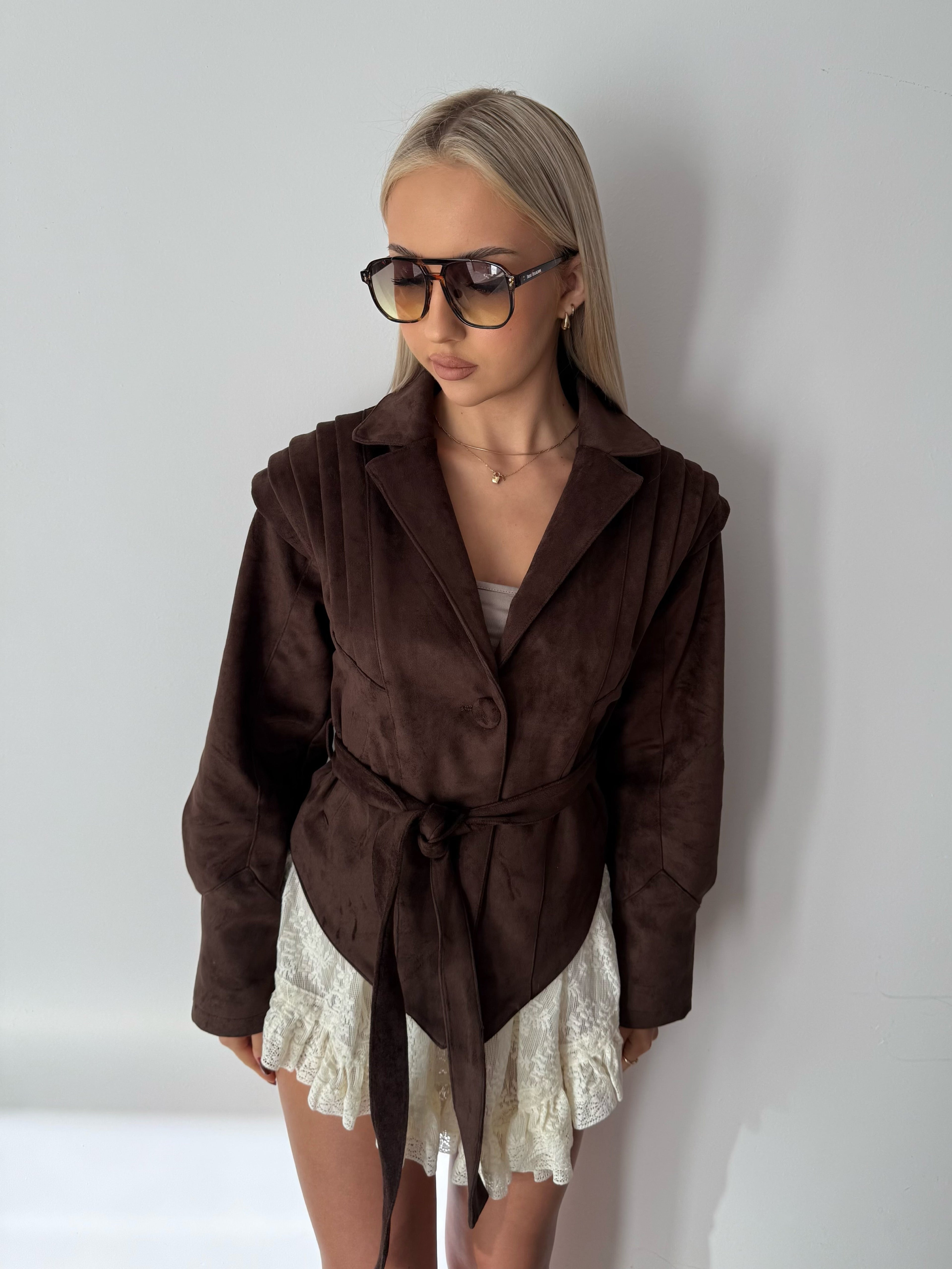 Kurtka wiązana eko zamsz - Veretti Boutique