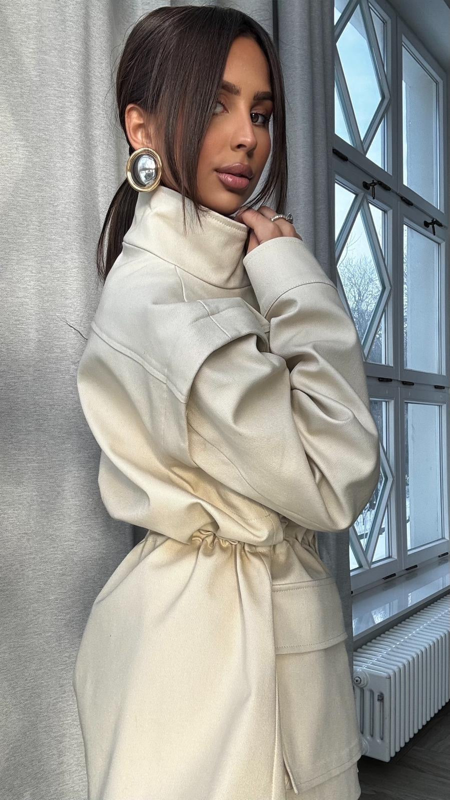 Kurtka/kamizelka jeansowa 2w1 beżowa EMO - Veretti Boutique