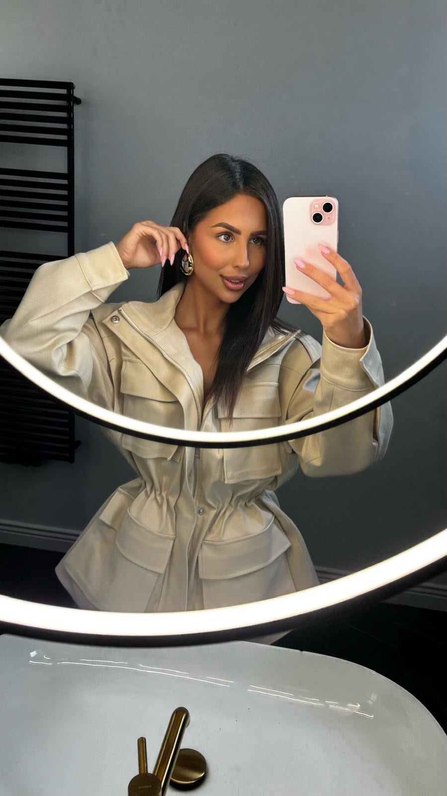 Kurtka/kamizelka jeansowa 2w1 beżowa EMO - Veretti Boutique