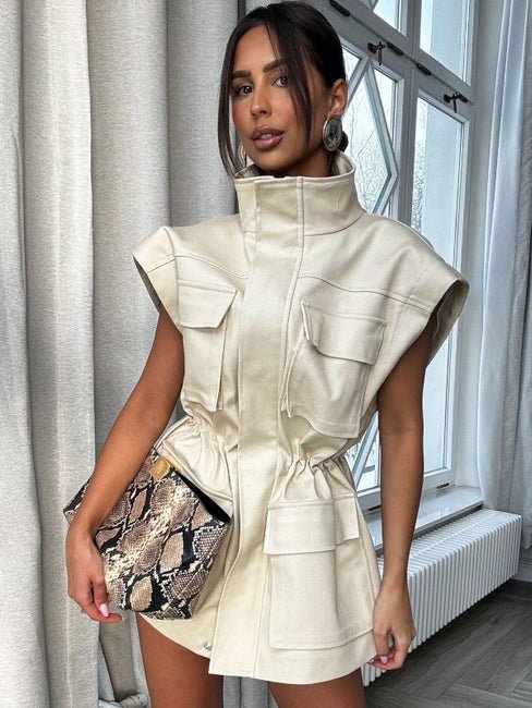 Kurtka/kamizelka jeansowa 2w1 beżowa EMO - Veretti Boutique