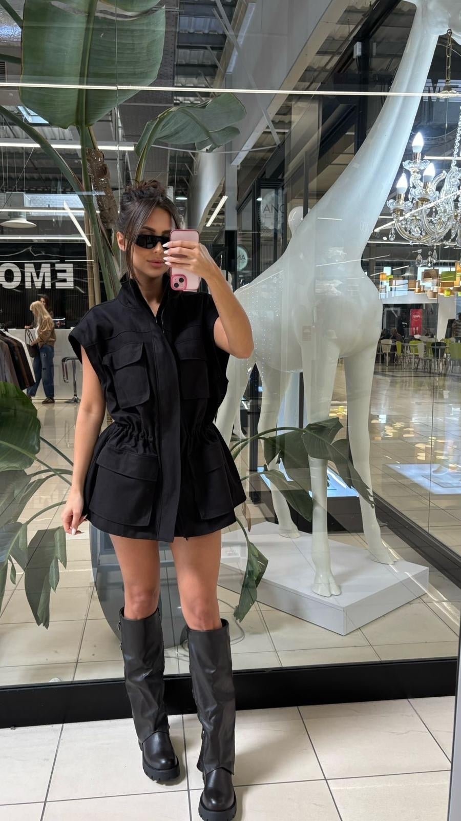 Kurtka/kamizelka jeansowa 2w1 czarna EMO - Veretti Boutique