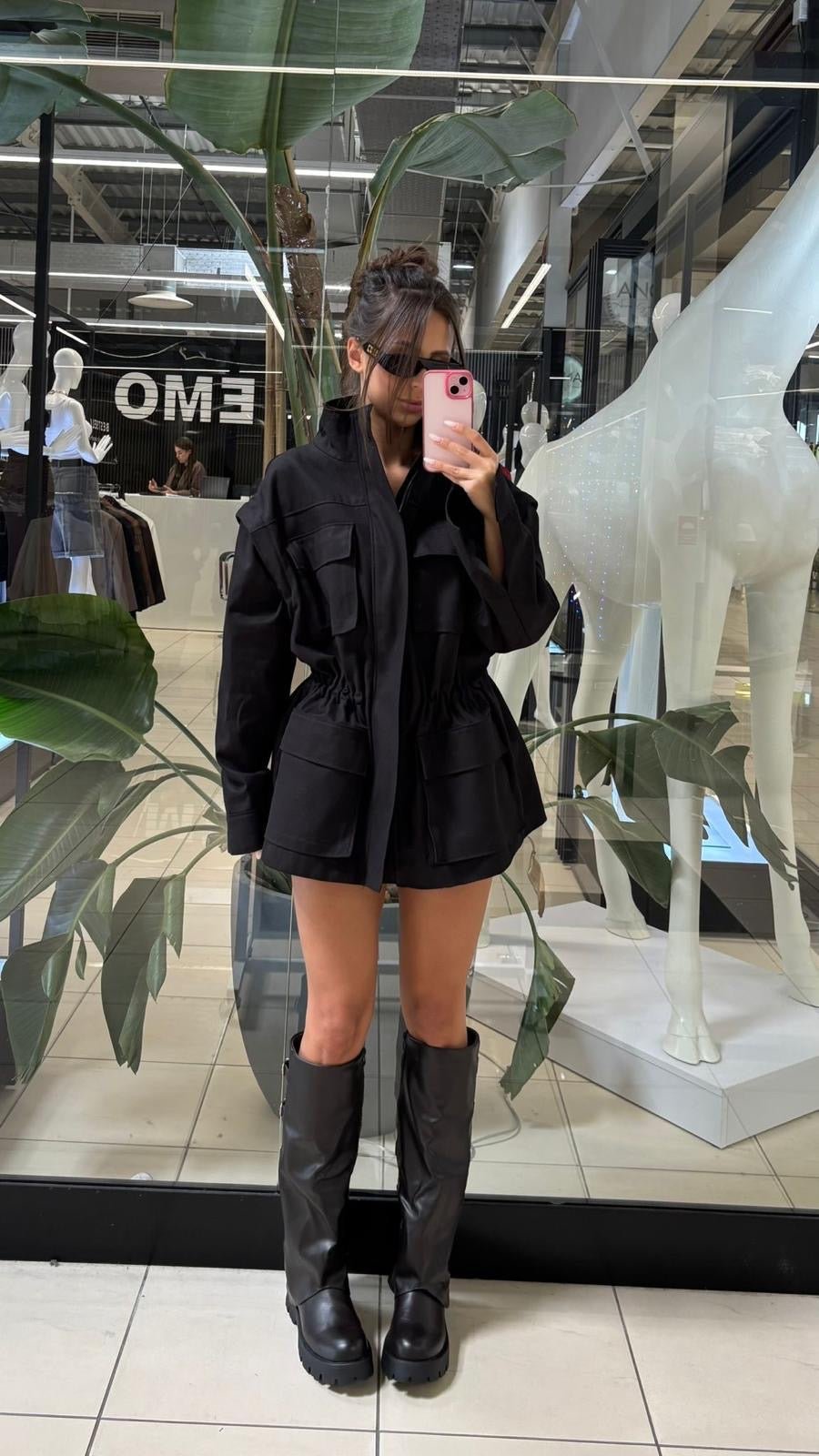 Kurtka/kamizelka jeansowa 2w1 czarna EMO - Veretti Boutique