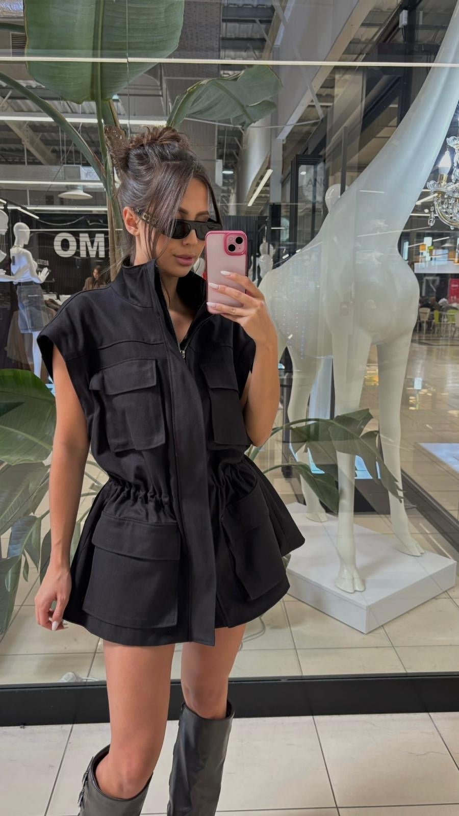 Kurtka/kamizelka jeansowa 2w1 czarna EMO - Veretti Boutique