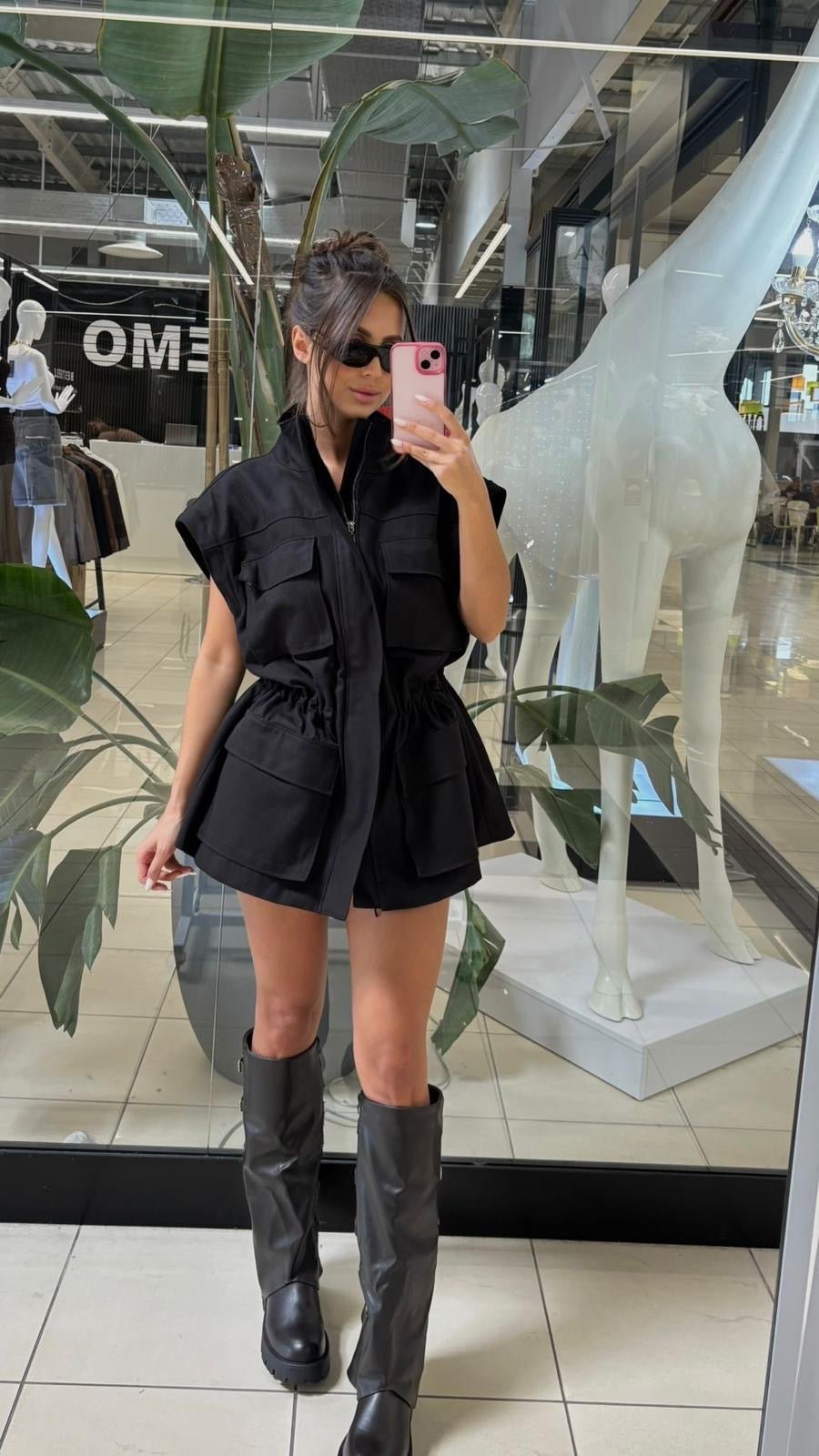 Kurtka/kamizelka jeansowa 2w1 czarna EMO - Veretti Boutique