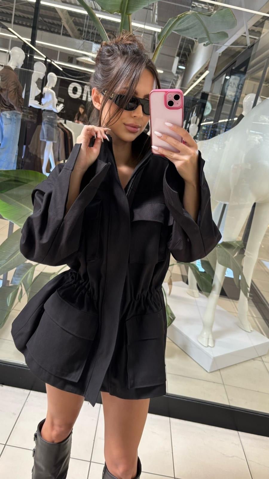Kurtka/kamizelka jeansowa 2w1 czarna EMO - Veretti Boutique