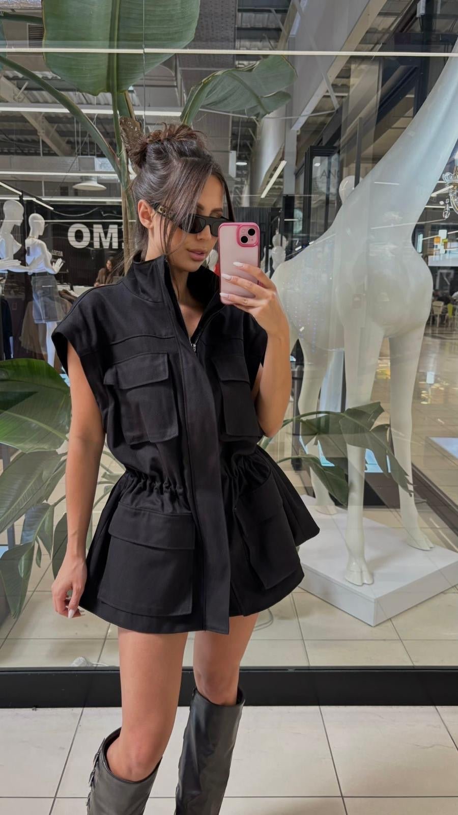 Kurtka/kamizelka jeansowa 2w1 czarna EMO - Veretti Boutique