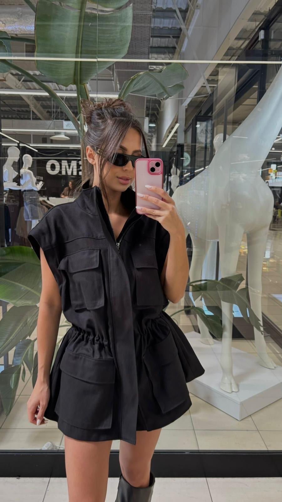 Kurtka/kamizelka jeansowa 2w1 czarna EMO - Veretti Boutique