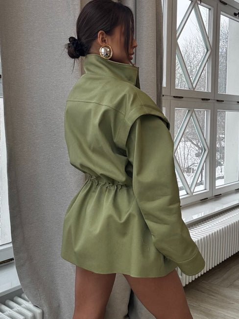 Kurtka/kamizelka jeansowa 2w1 khaki EMO - Veretti Boutique