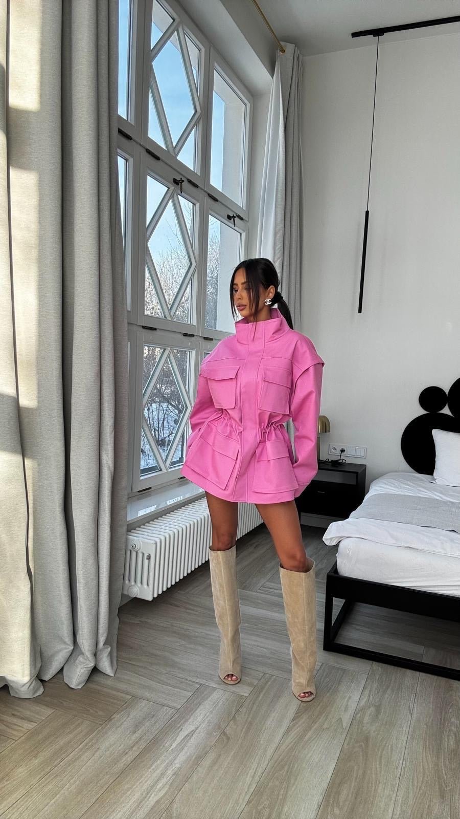 Kurtka/kamizelka jeansowa 2w1 różowa EMO - Veretti Boutique