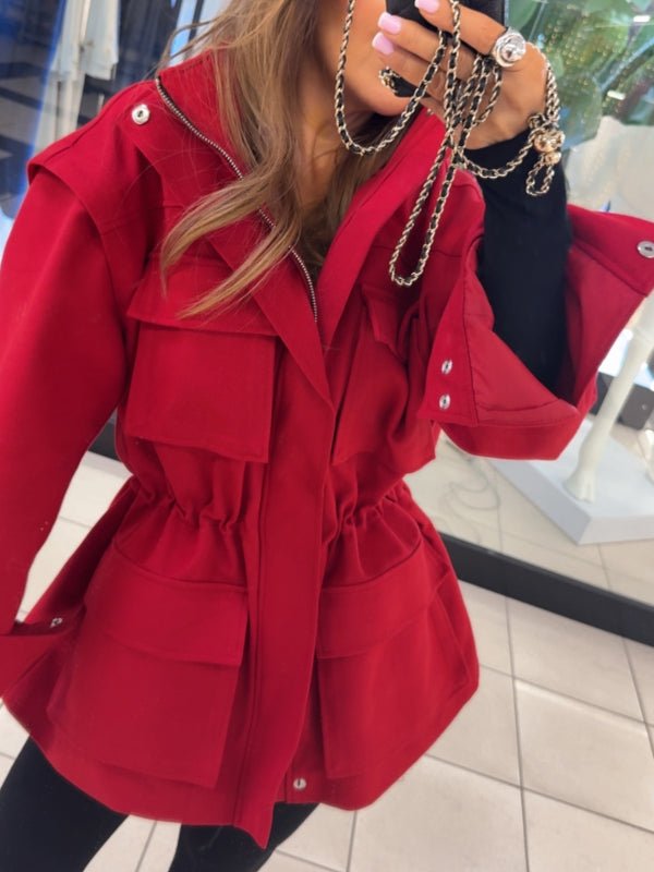 Kurtka/kamizelka jeansowa czerwona 2w1 EMO - Veretti Boutique
