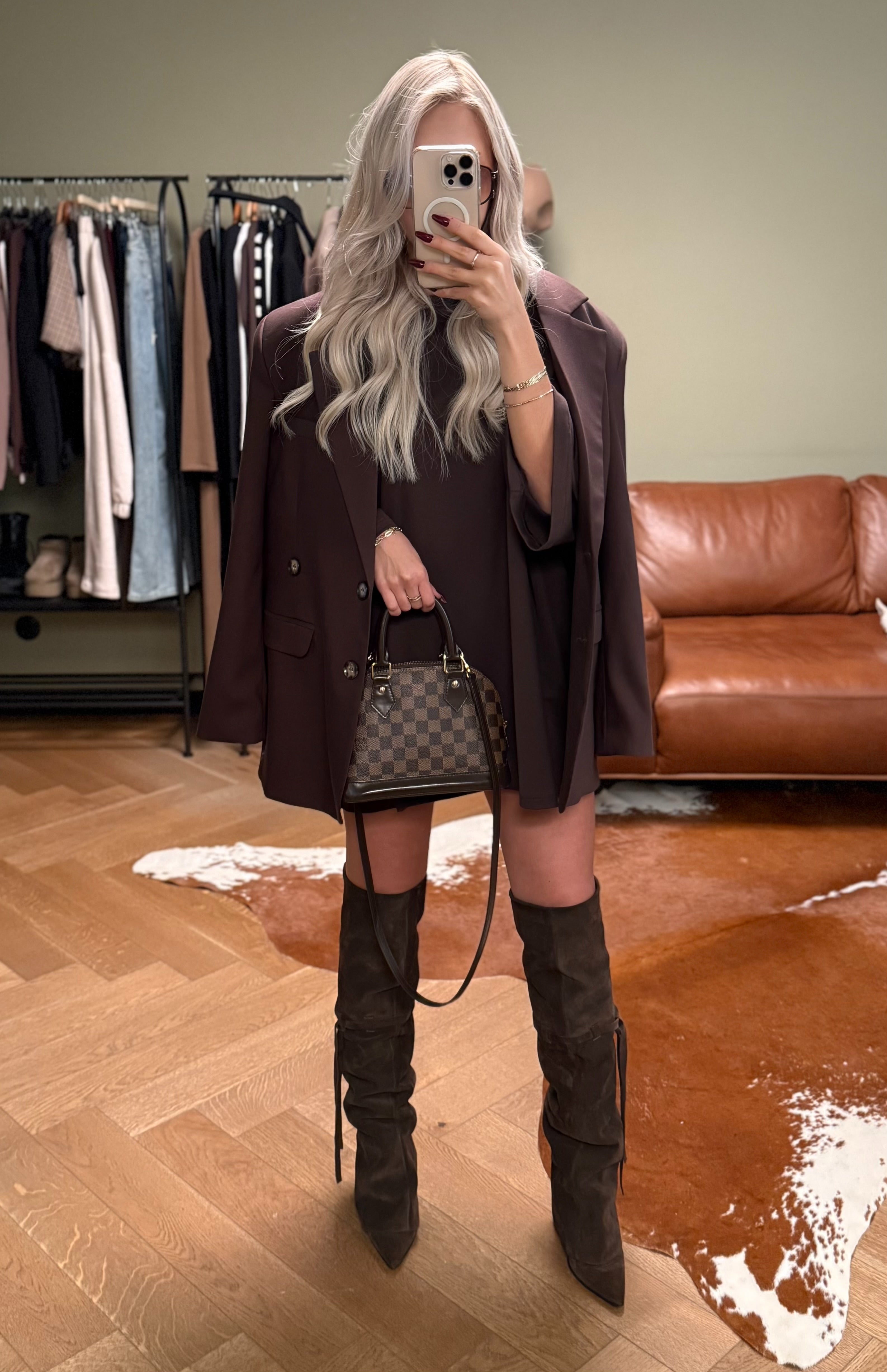 Marynarka 2w1 czekoladowa EMO - Veretti Boutique