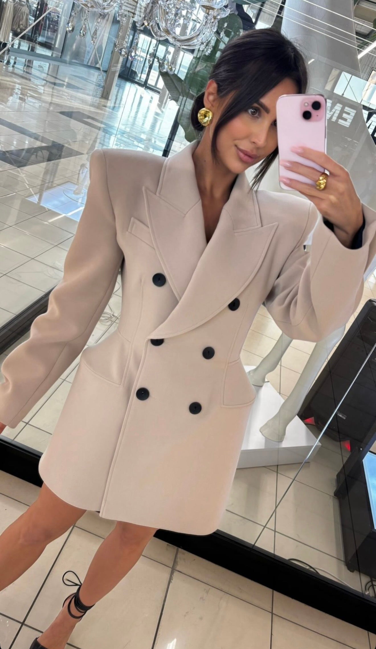Marynarko - sukienka Hourglass fango EMO - Veretti Boutique