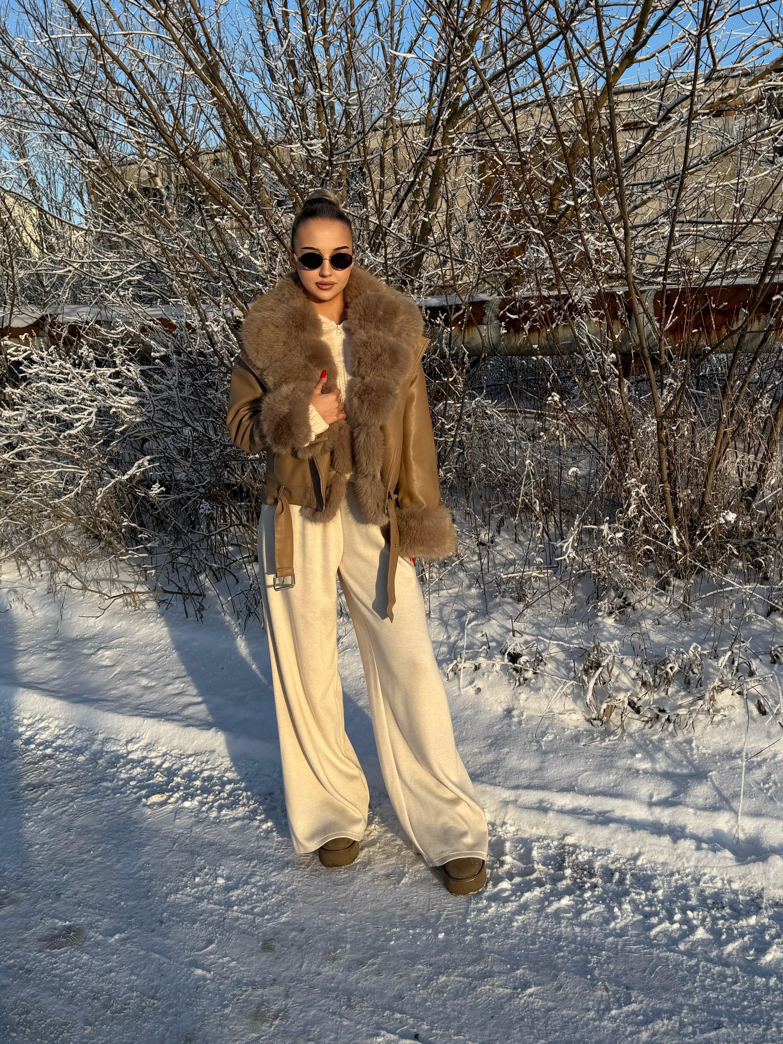 Ocieplana ramoneska z eko futerkiem - Veretti Boutique