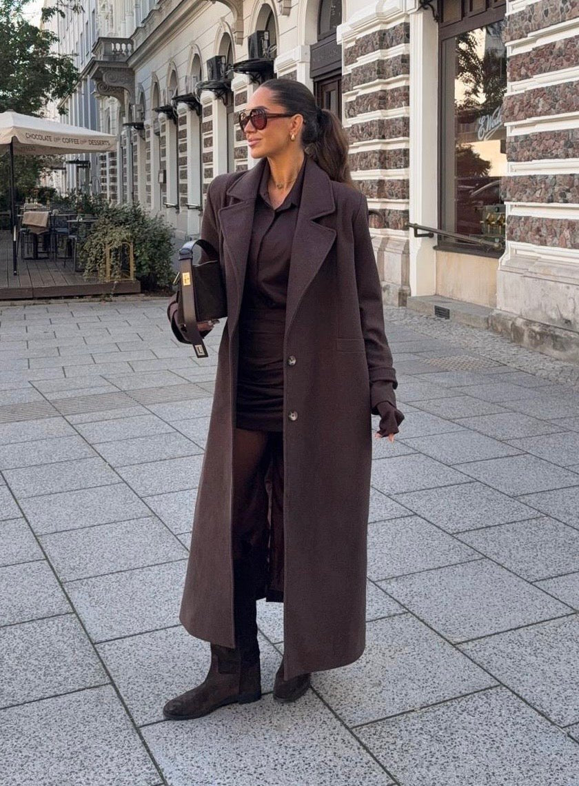 Płaszcz jesienny wiązany brązowy BELLUCI - Veretti Boutique