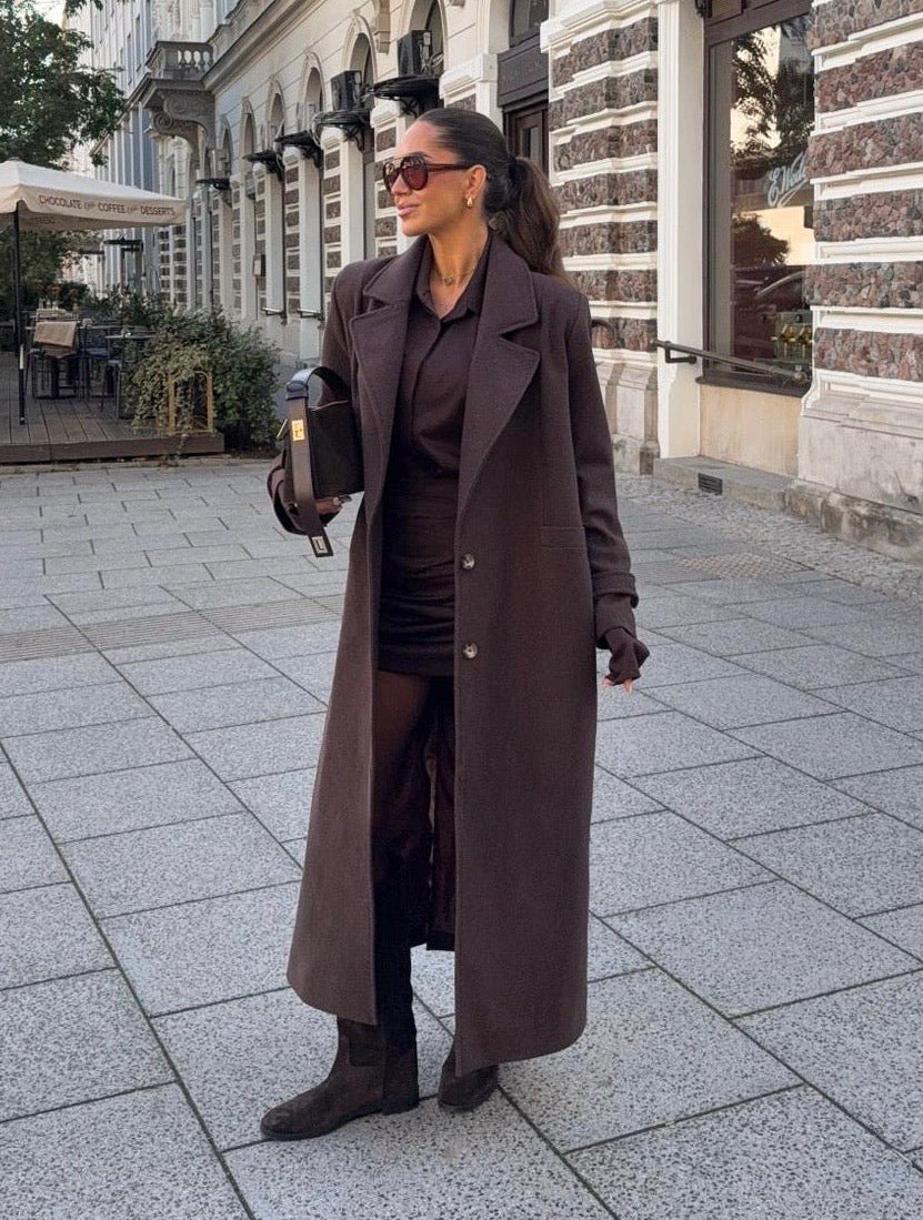 Płaszcz jesienny wiązany brązowy BELLUCI - Veretti Boutique