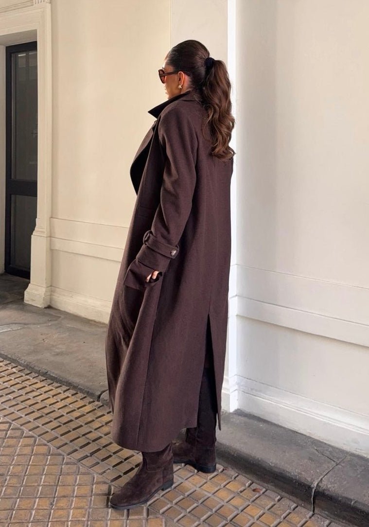 Płaszcz jesienny wiązany brązowy BELLUCI - Veretti Boutique