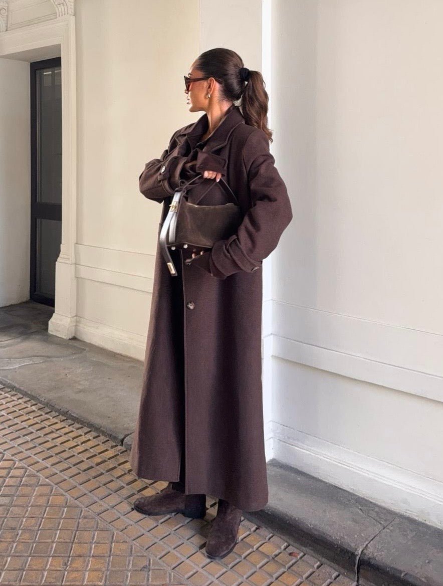 Płaszcz jesienny wiązany brązowy BELLUCI - Veretti Boutique