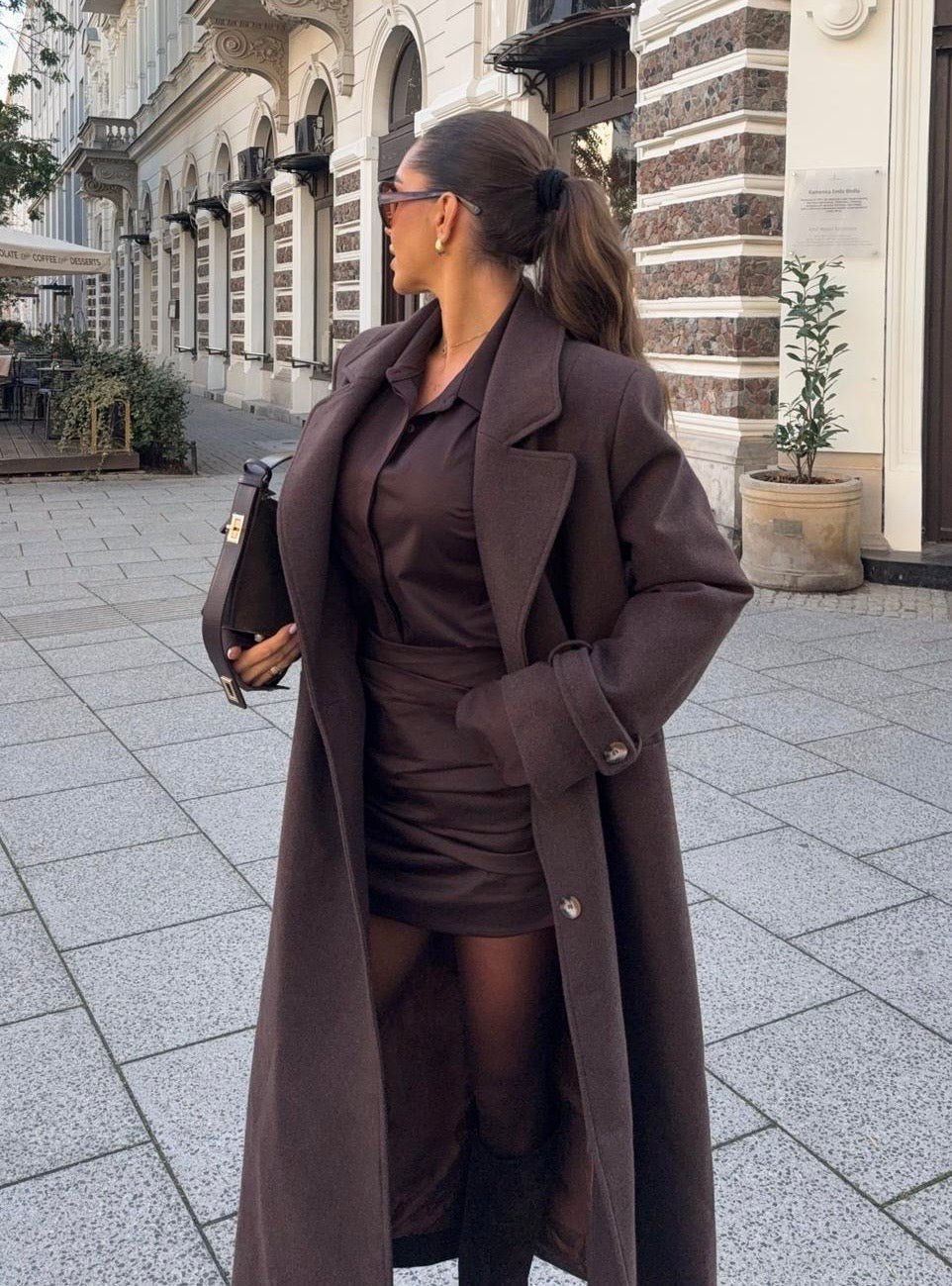 Płaszcz jesienny wiązany brązowy BELLUCI - Veretti Boutique