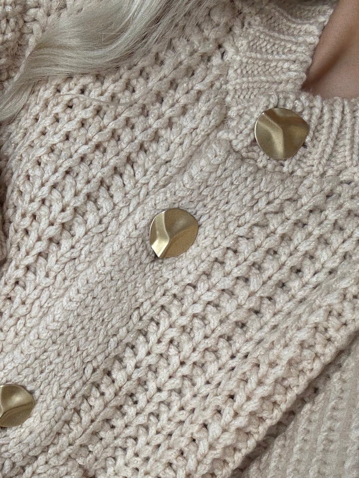 Pleciony kardigan beżowy - Veretti Boutique