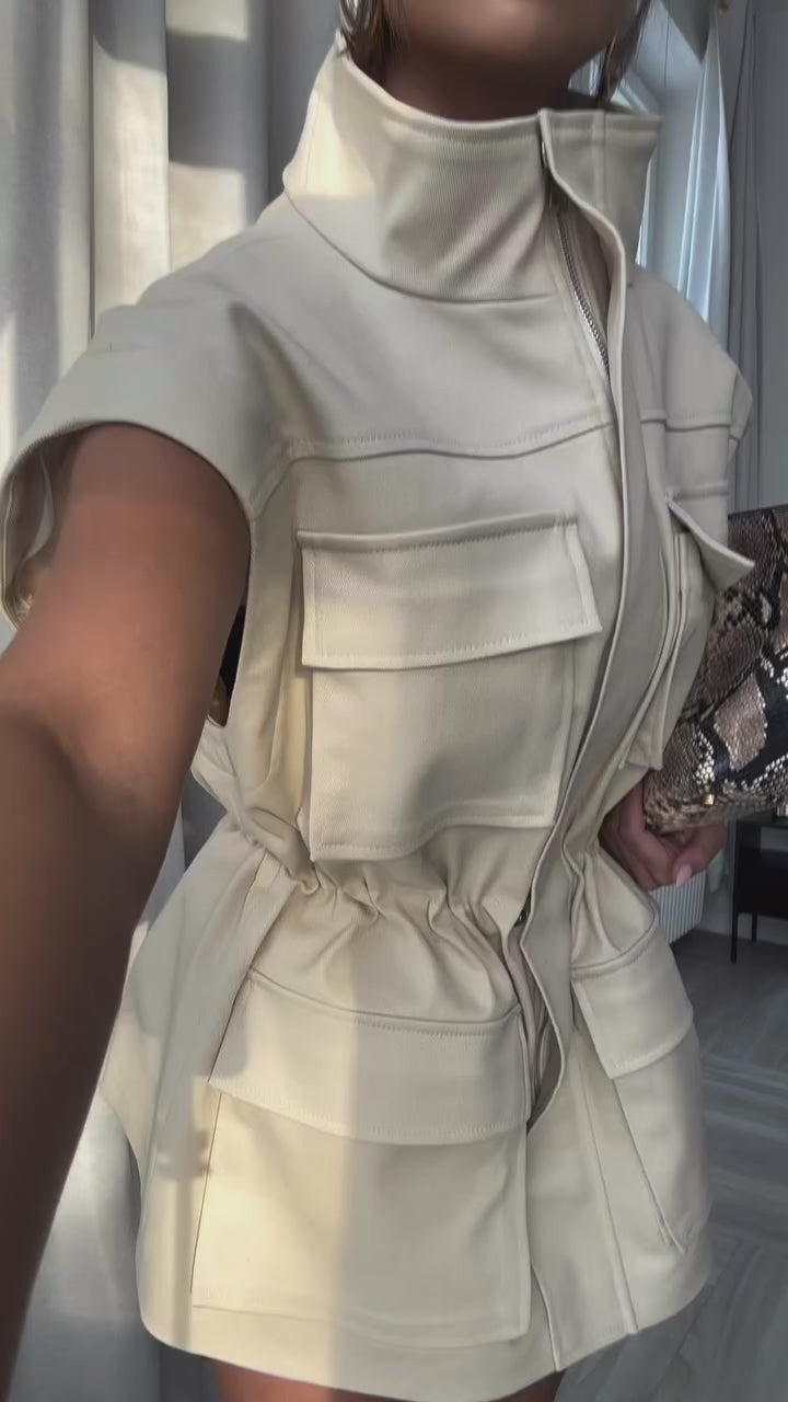 Kurtka/kamizelka jeansowa 2w1 beżowa EMO