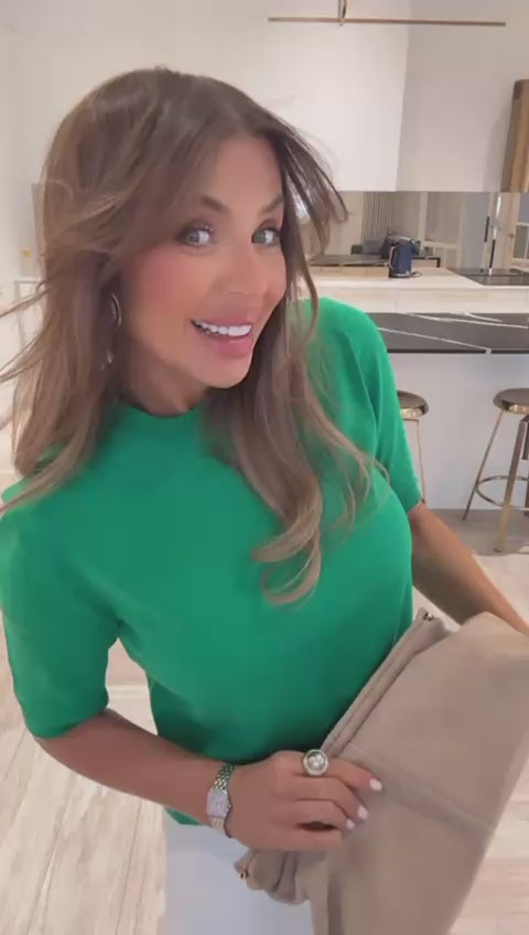 T-shirt sweterek z dzianiny 80% bawełna EMO