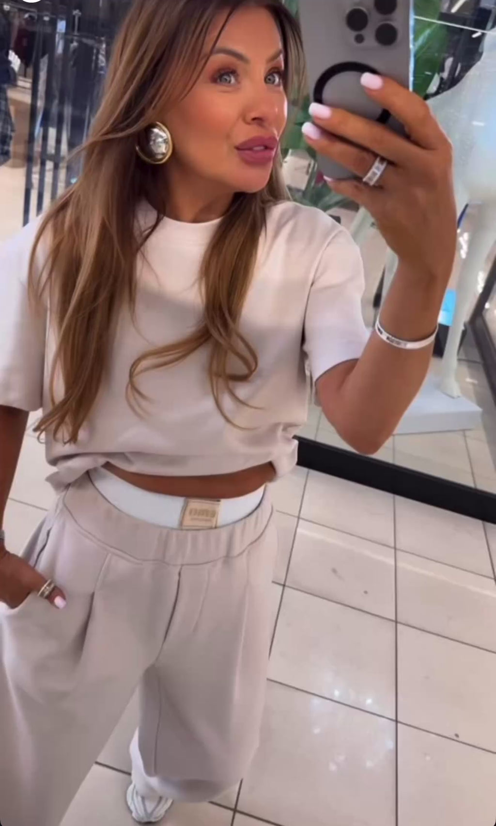 T-shirt damski basic beż EMO