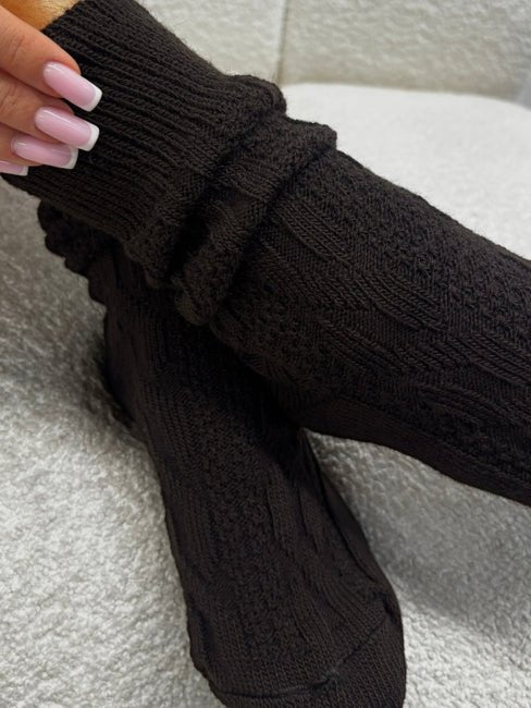 Skarpetki z dodatkiem wełny 35% gorzka czekolada EMO - Veretti Boutique