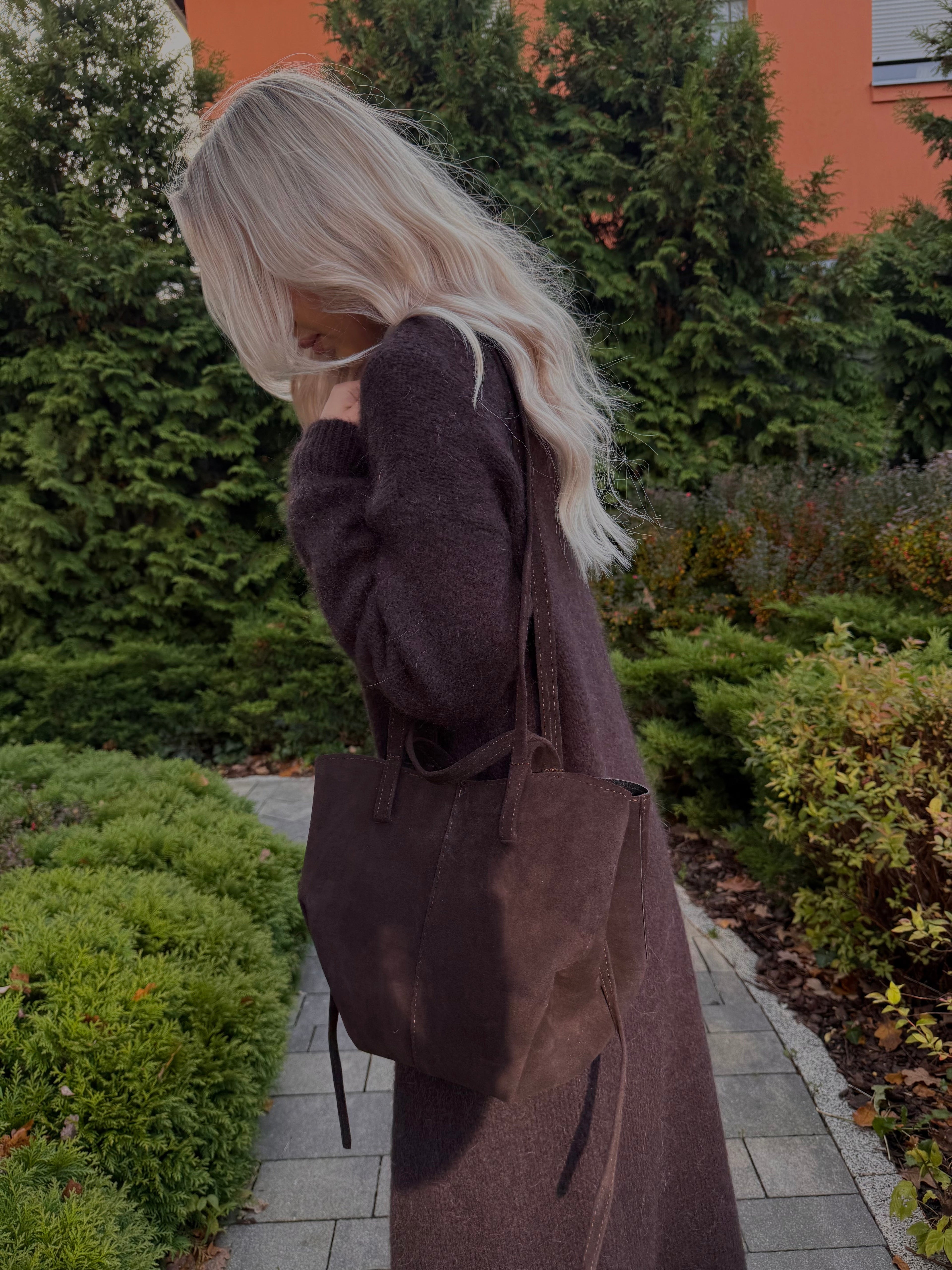 Skórzana torebka zamszowa 2w1 - Veretti Boutique