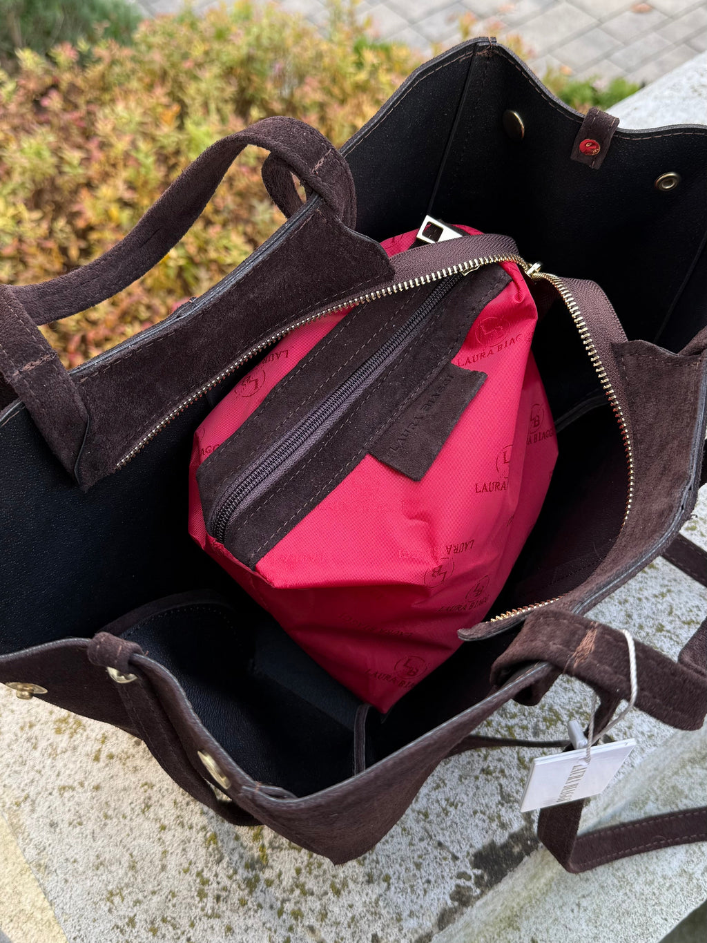 Skórzana torebka zamszowa 2w1 - Veretti Boutique