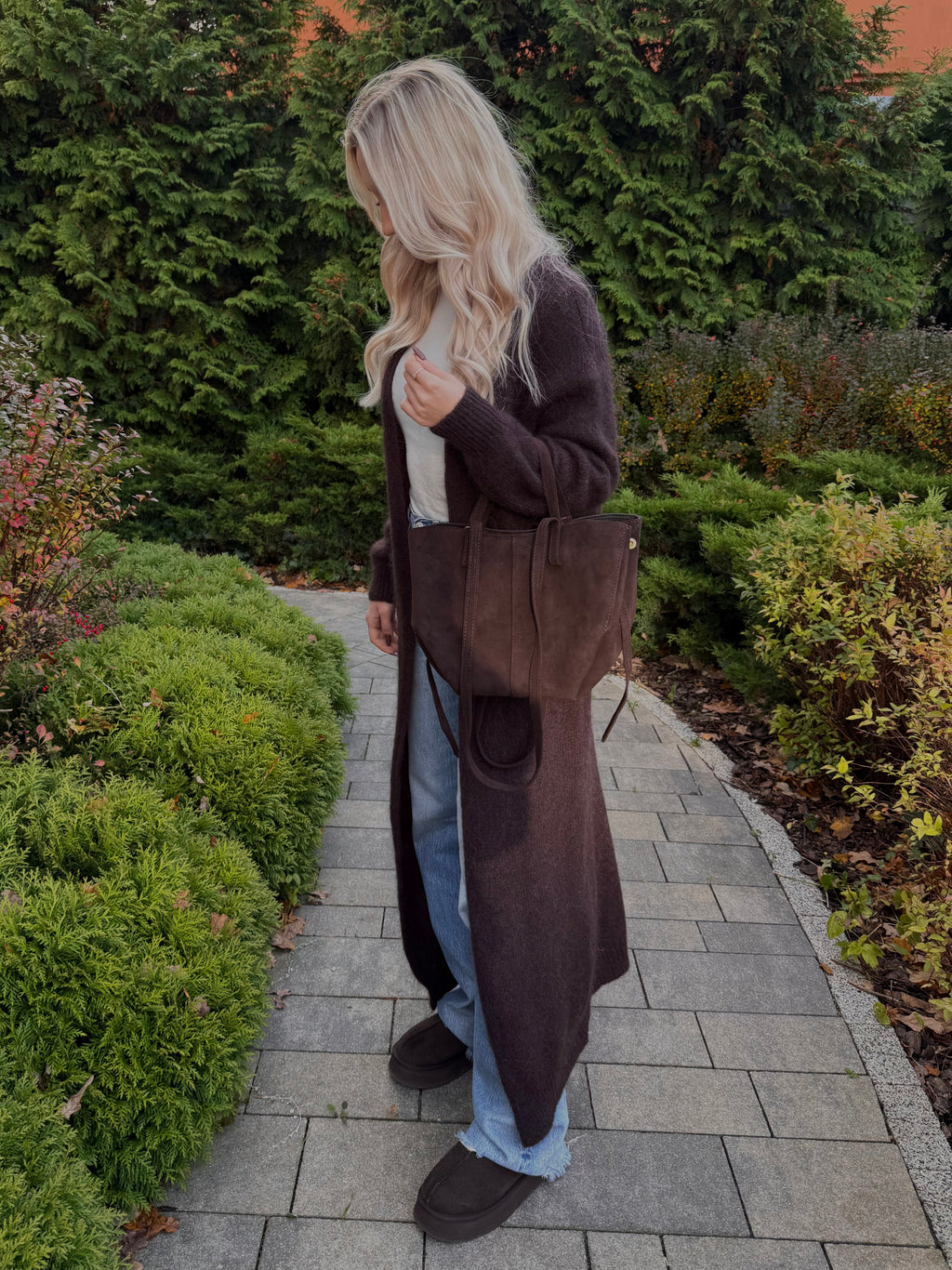 Skórzana torebka zamszowa 2w1 - Veretti Boutique