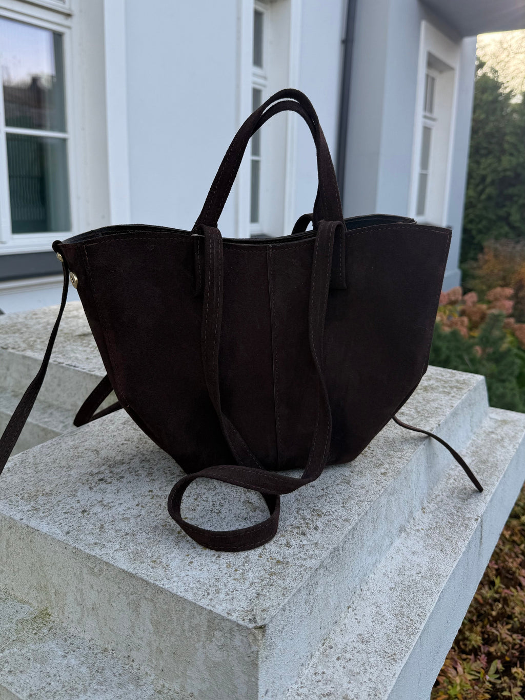 Skórzana torebka zamszowa 2w1 - Veretti Boutique