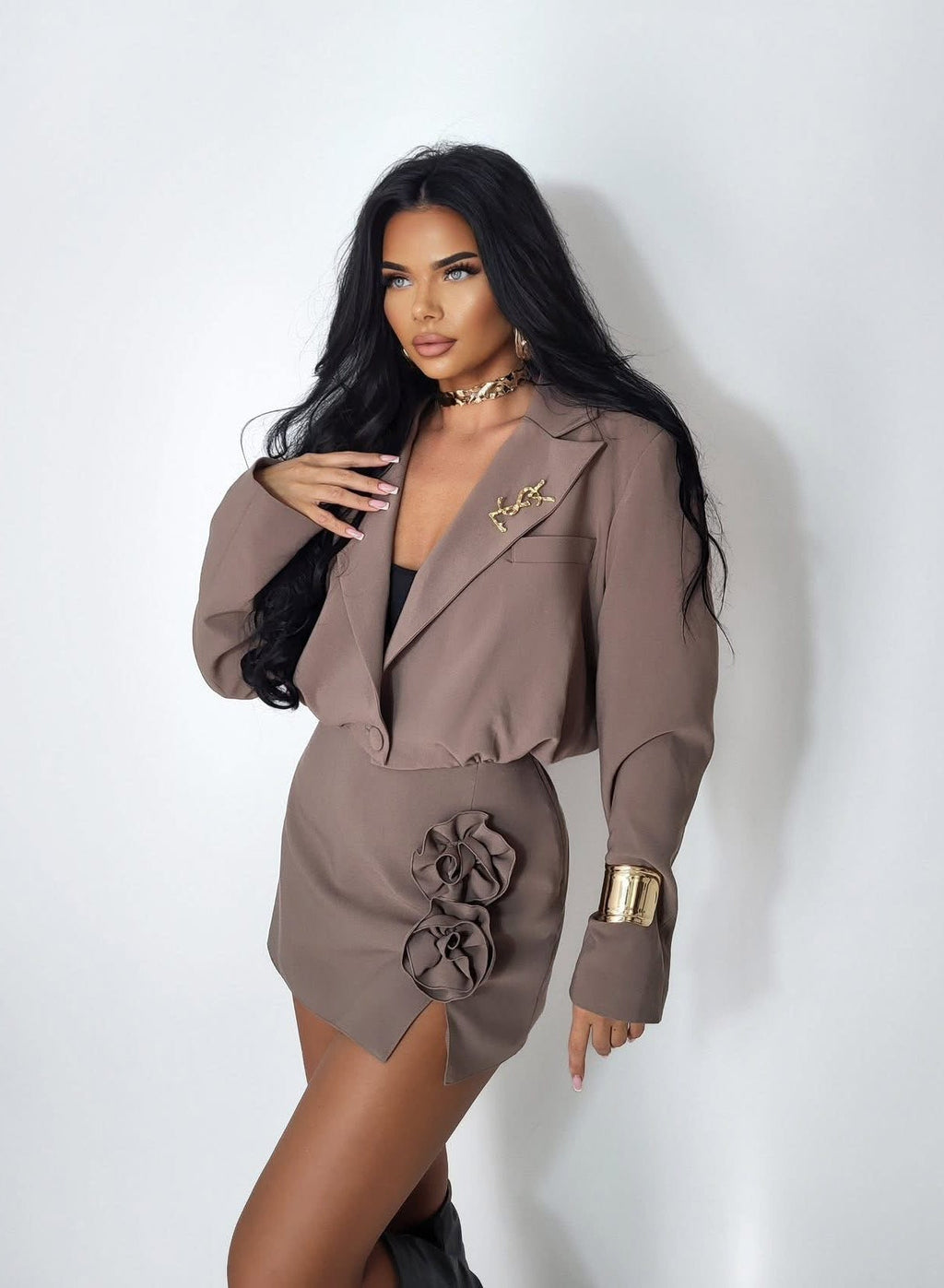 Spódniczko spodenki z różą 3D fango 95% wiskoza - Veretti Boutique