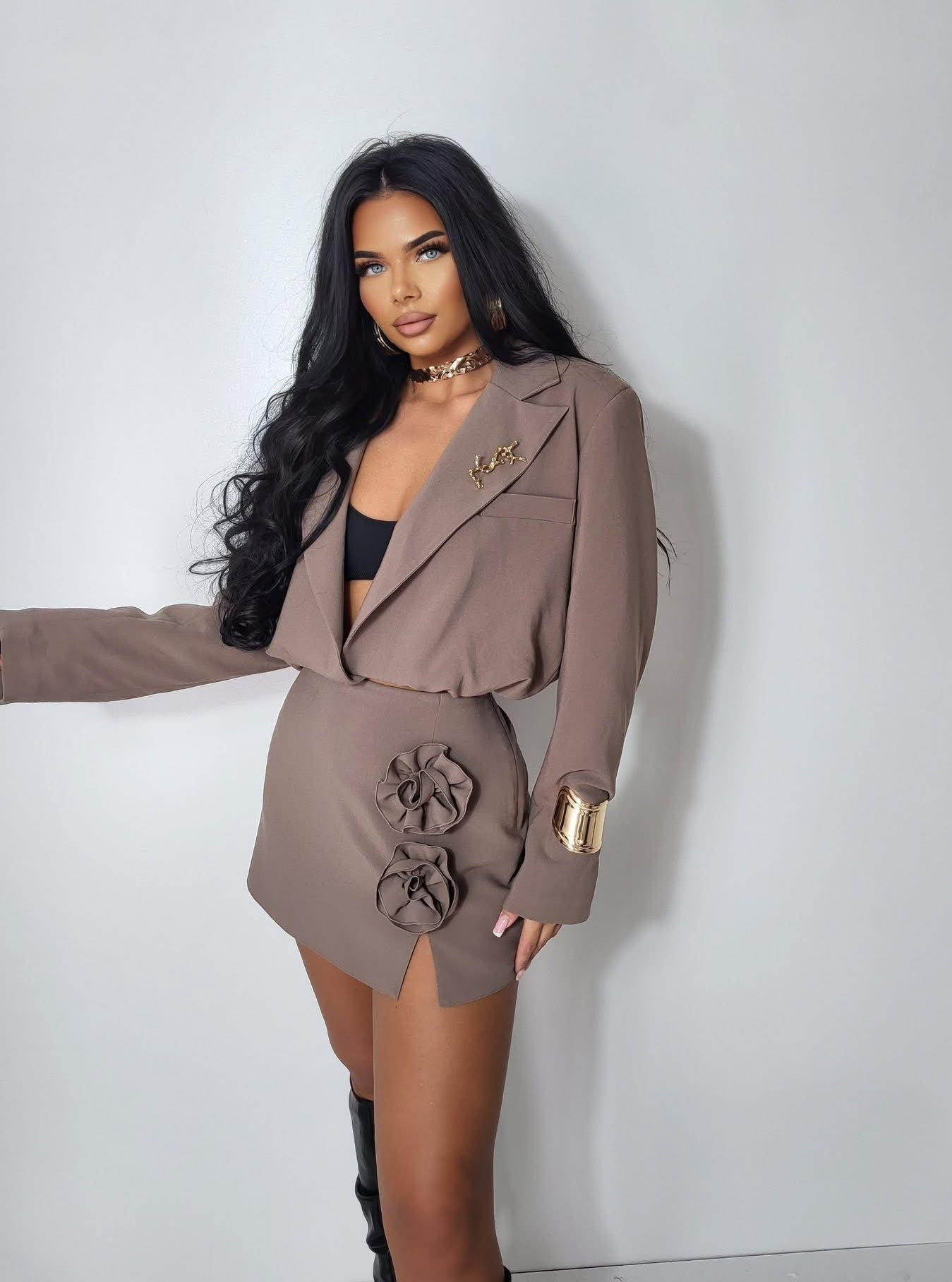 Spódniczko spodenki z różą 3D fango 95% wiskoza - Veretti Boutique