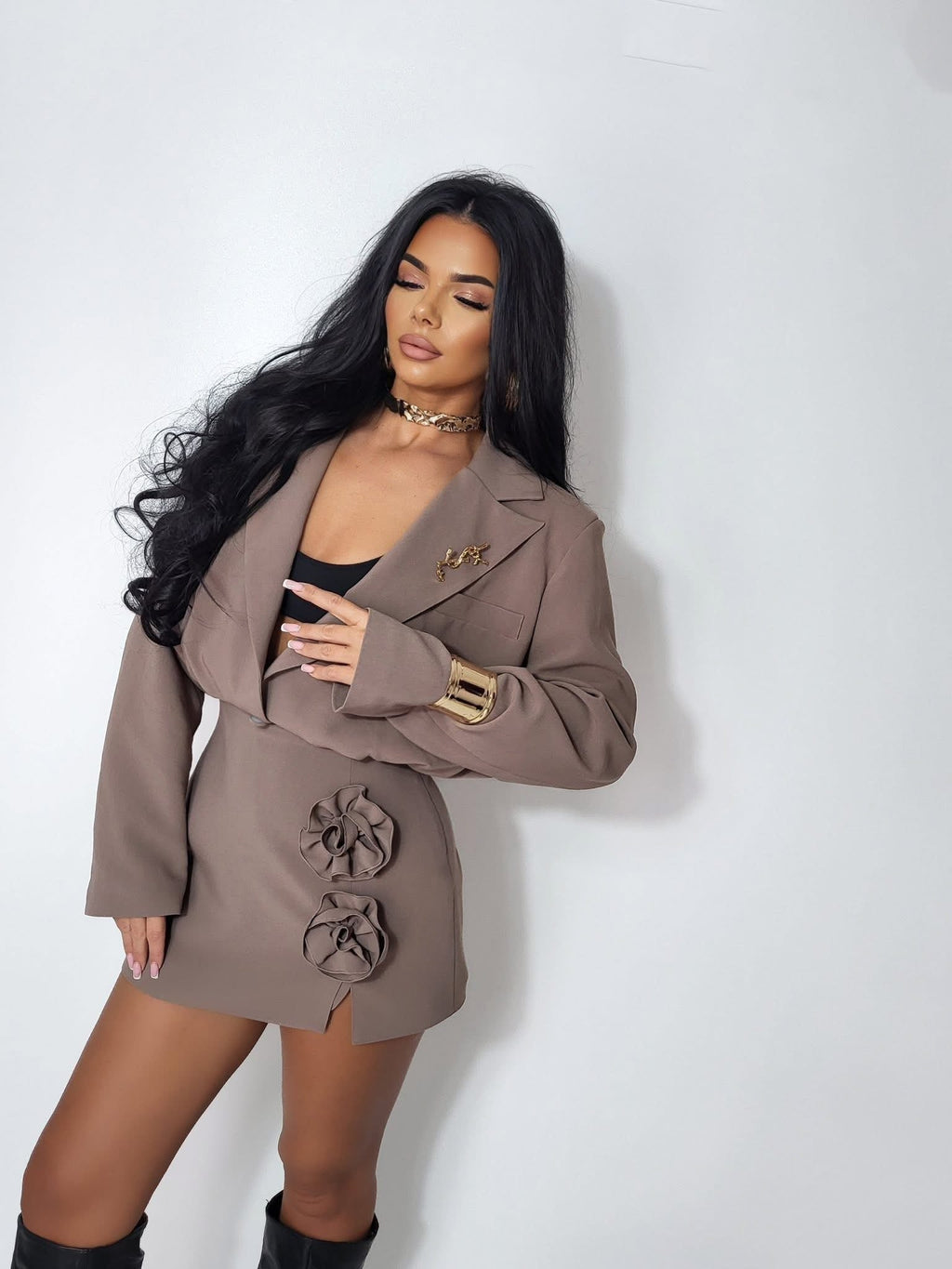 Spódniczko spodenki z różą 3D fango 95% wiskoza - Veretti Boutique