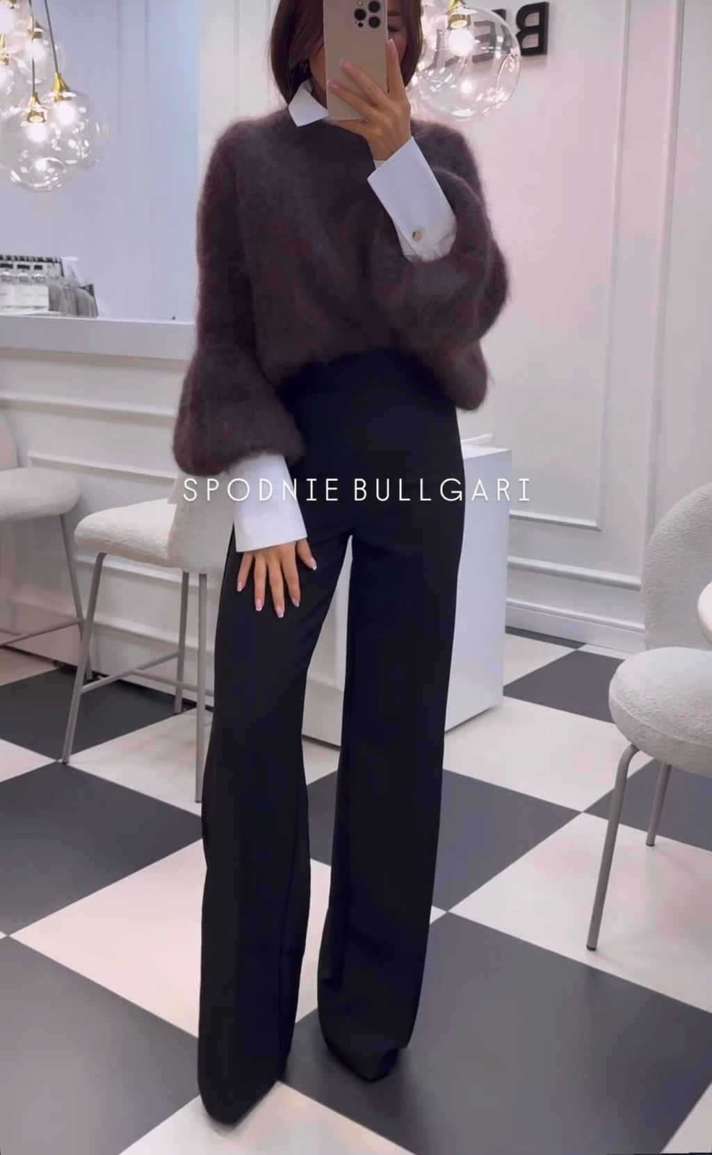 Spodnie z suwakiem z tyłu bullgari czarne Belluci - Veretti Boutique