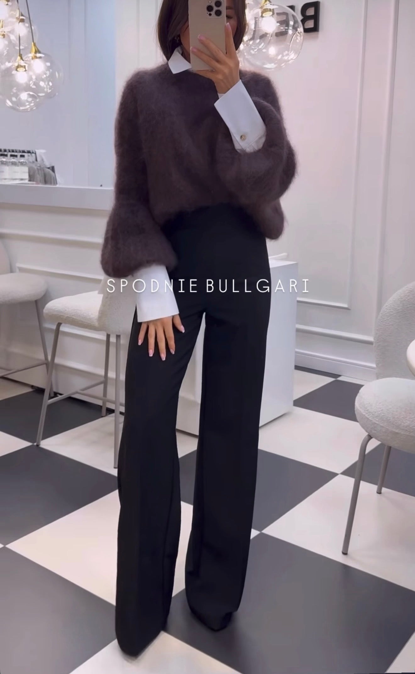 Spodnie z suwakiem z tyłu bullgari czarne Belluci - Veretti Boutique