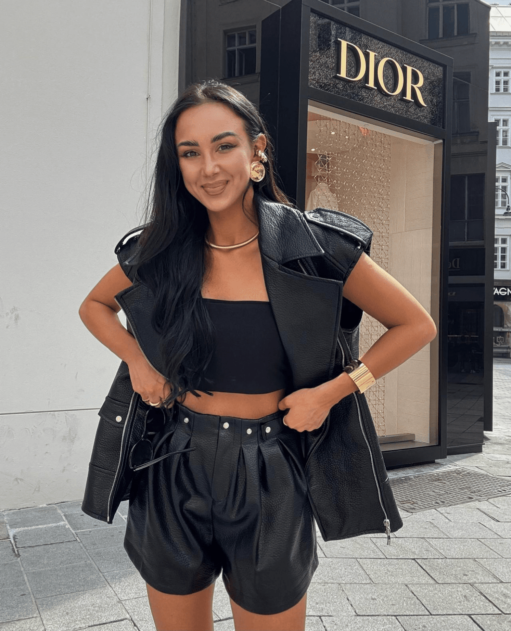 Szorty regulowane z eko skóry LaMilla - Veretti Boutique