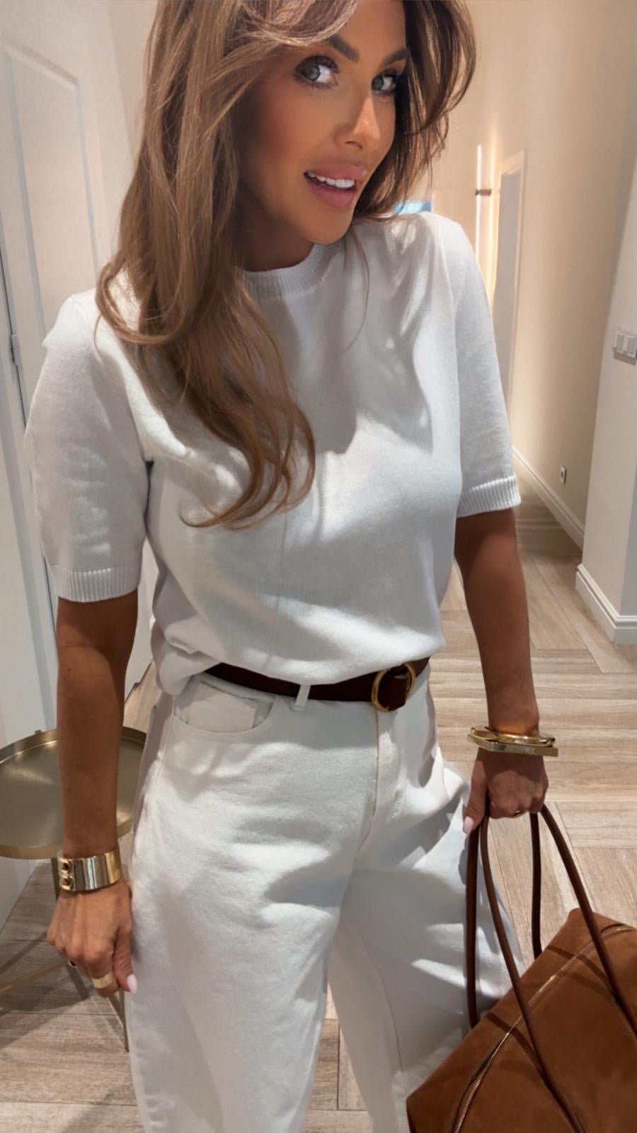 T-shirt sweterek z dzianiny 80% bawełna EMO - Veretti Boutique