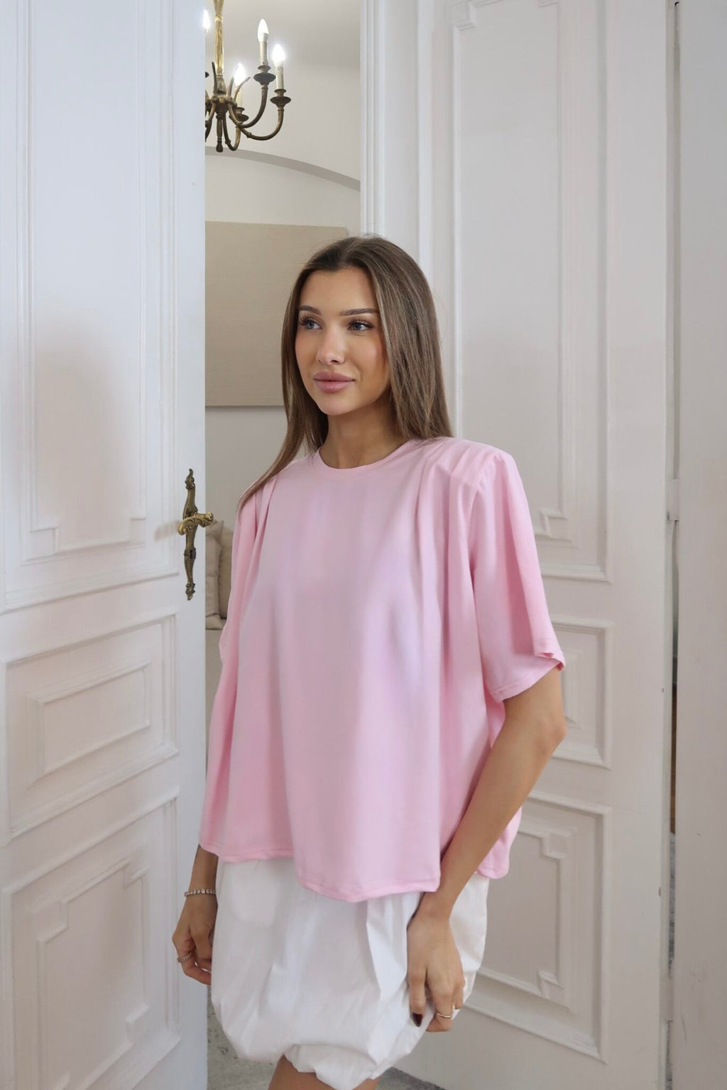 T-shirt z poduszkami jasny róż 100% bawelna - Veretti Boutique