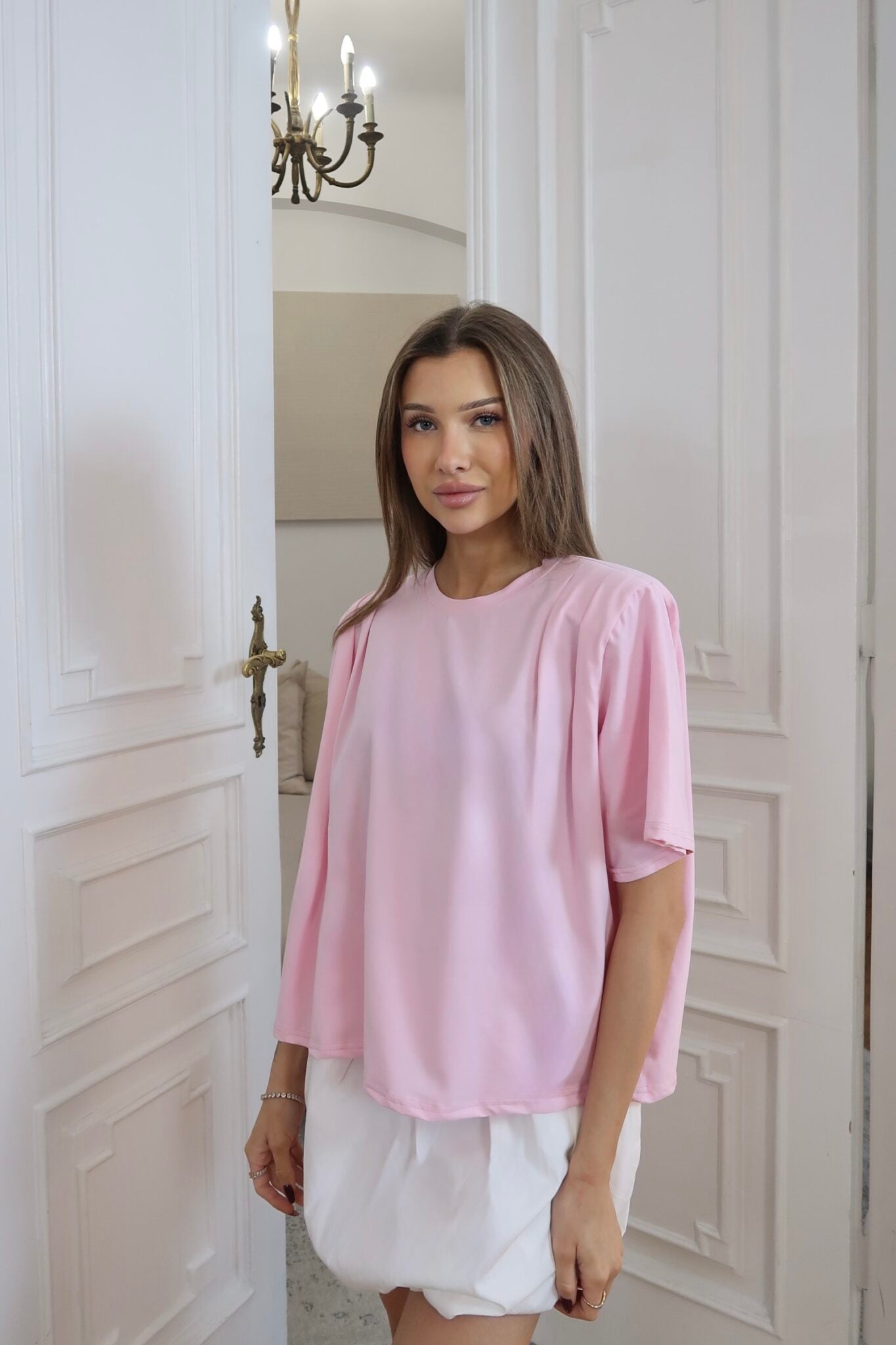 T-shirt z poduszkami jasny róż 100% bawelna - Veretti Boutique