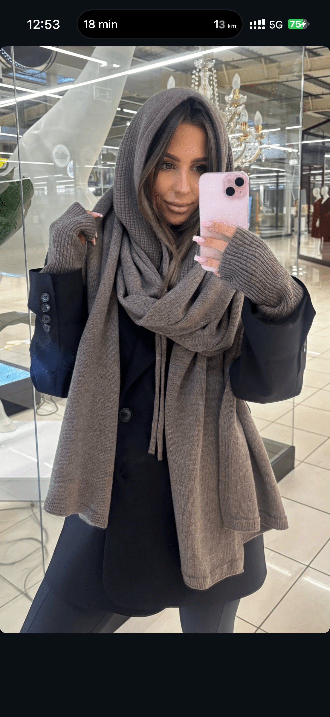 Wełniana balaclava 90% wełny merino i 10% kaszmir cappuccino EMO - Veretti Boutique